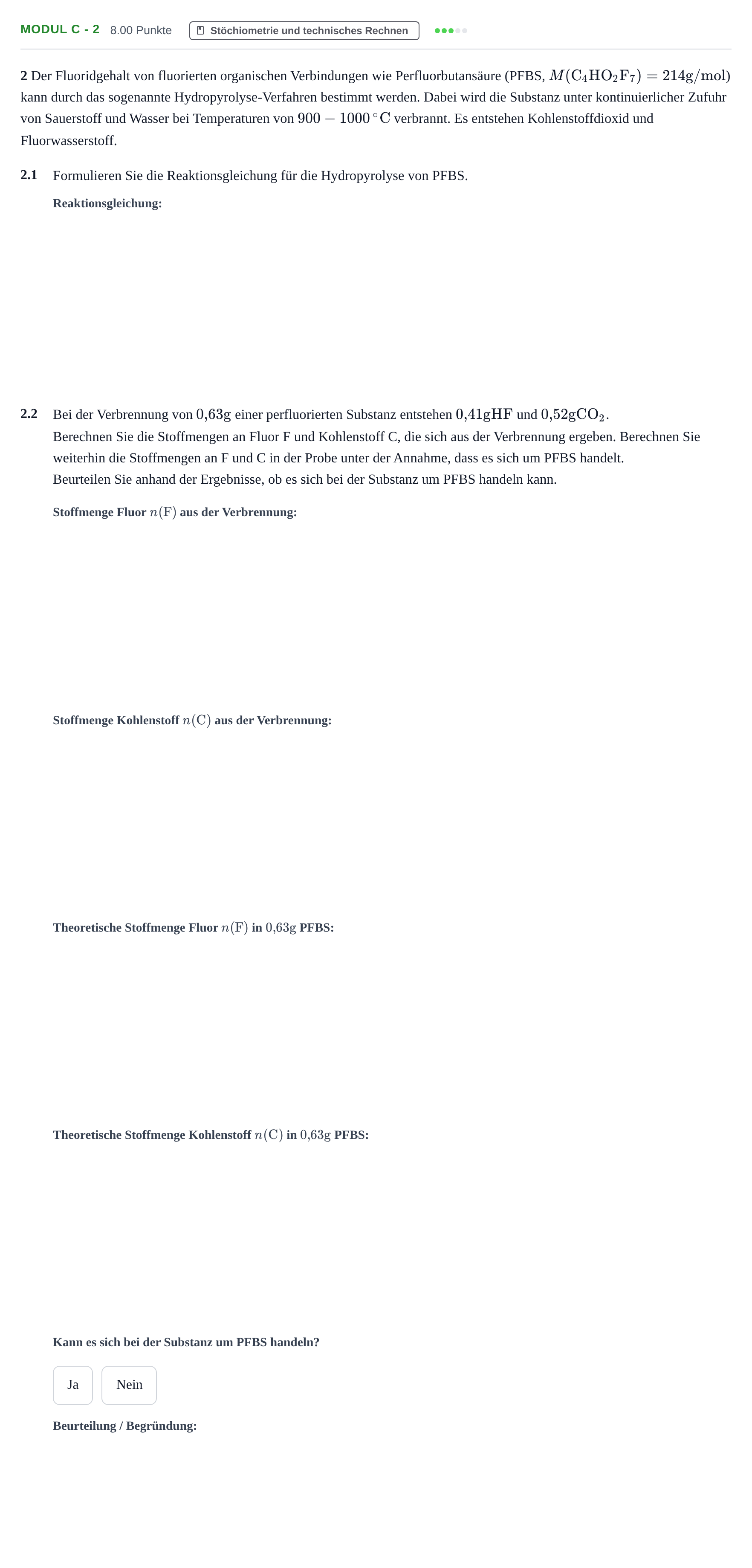 Aufgabenstellung: Aufgabe Modul C - 2 · Abitur Hessen Chemietechnik LK 2022