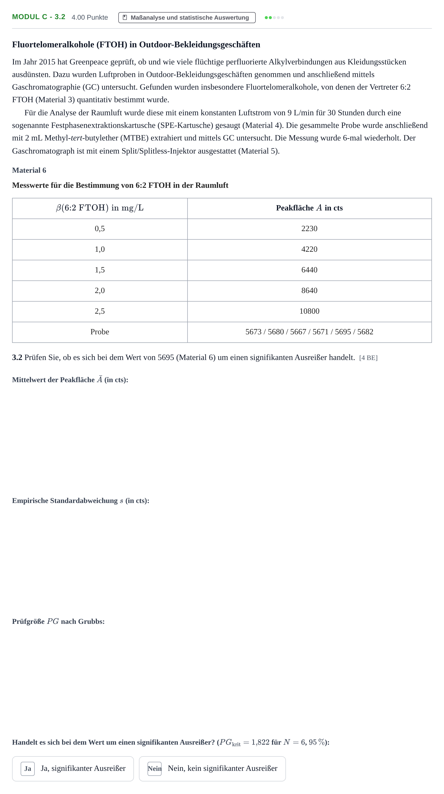 Aufgabenstellung: Aufgabe Modul C - 3.2 · Abitur Hessen Chemietechnik LK 2022