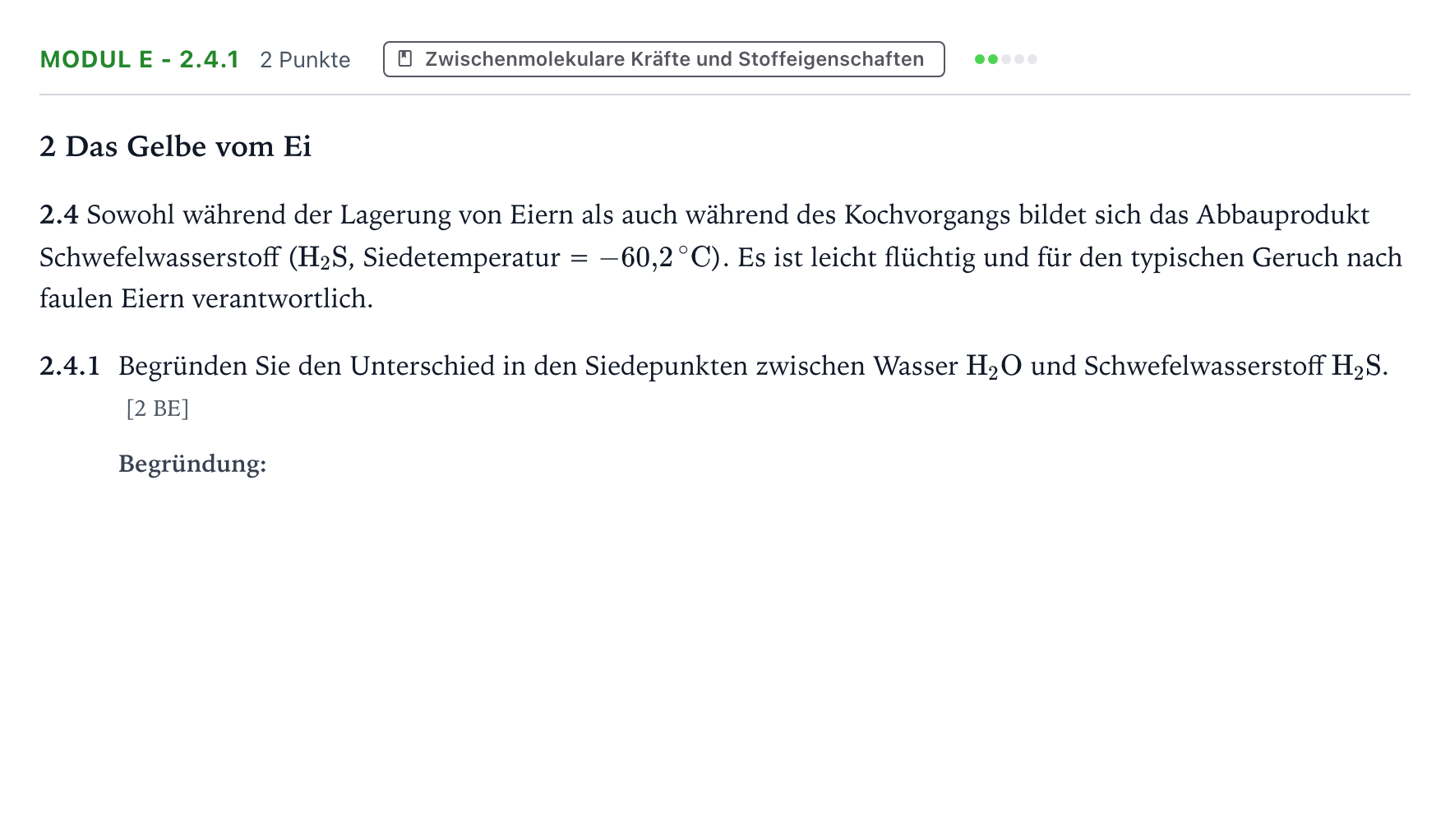 Aufgabenstellung: Aufgabe Modul E - 2.4.1 · Abitur Hessen Chemietechnik LK 2022
