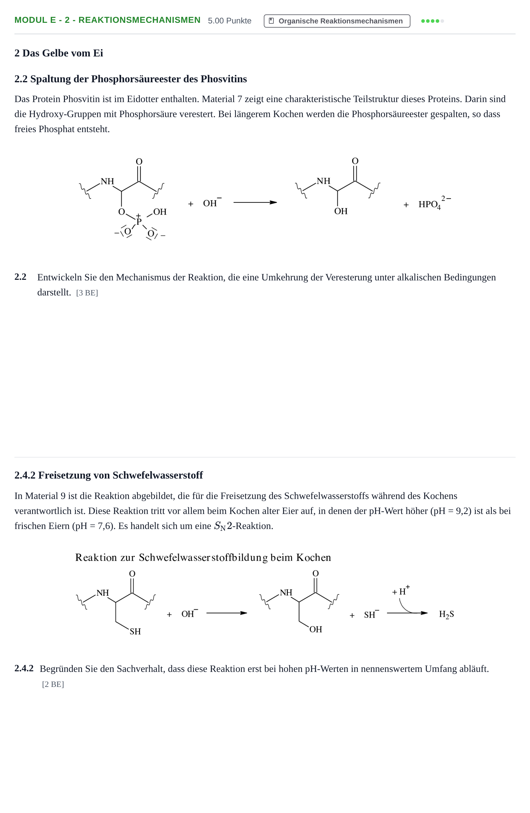 Aufgabenstellung: Aufgabe Modul E - 2 - Reaktionsmechanismen · Abitur Hessen Chemietechnik LK 2022