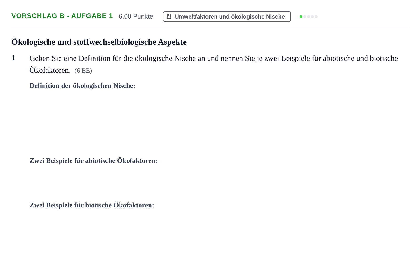 Aufgabenstellung: Aufgabe Vorschlag B - Aufgabe 1 · Abitur Hessen Biologie GK 2022