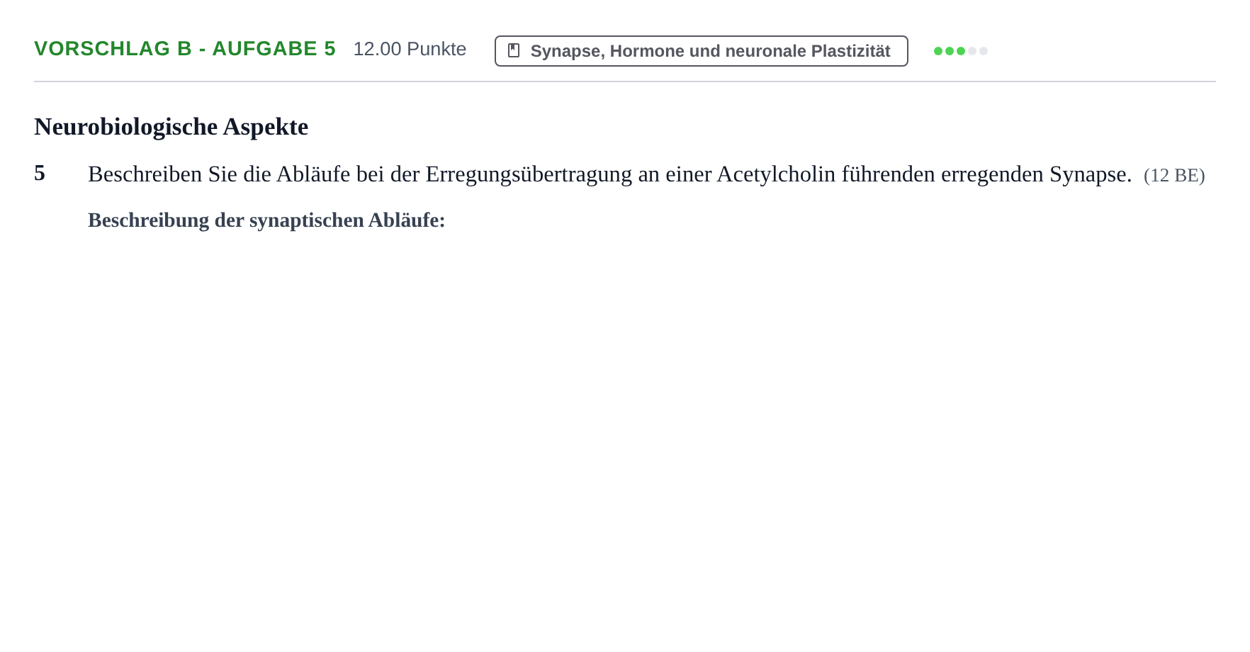 Aufgabenstellung: Aufgabe Vorschlag B - Aufgabe 5 · Abitur Hessen Biologie GK 2022