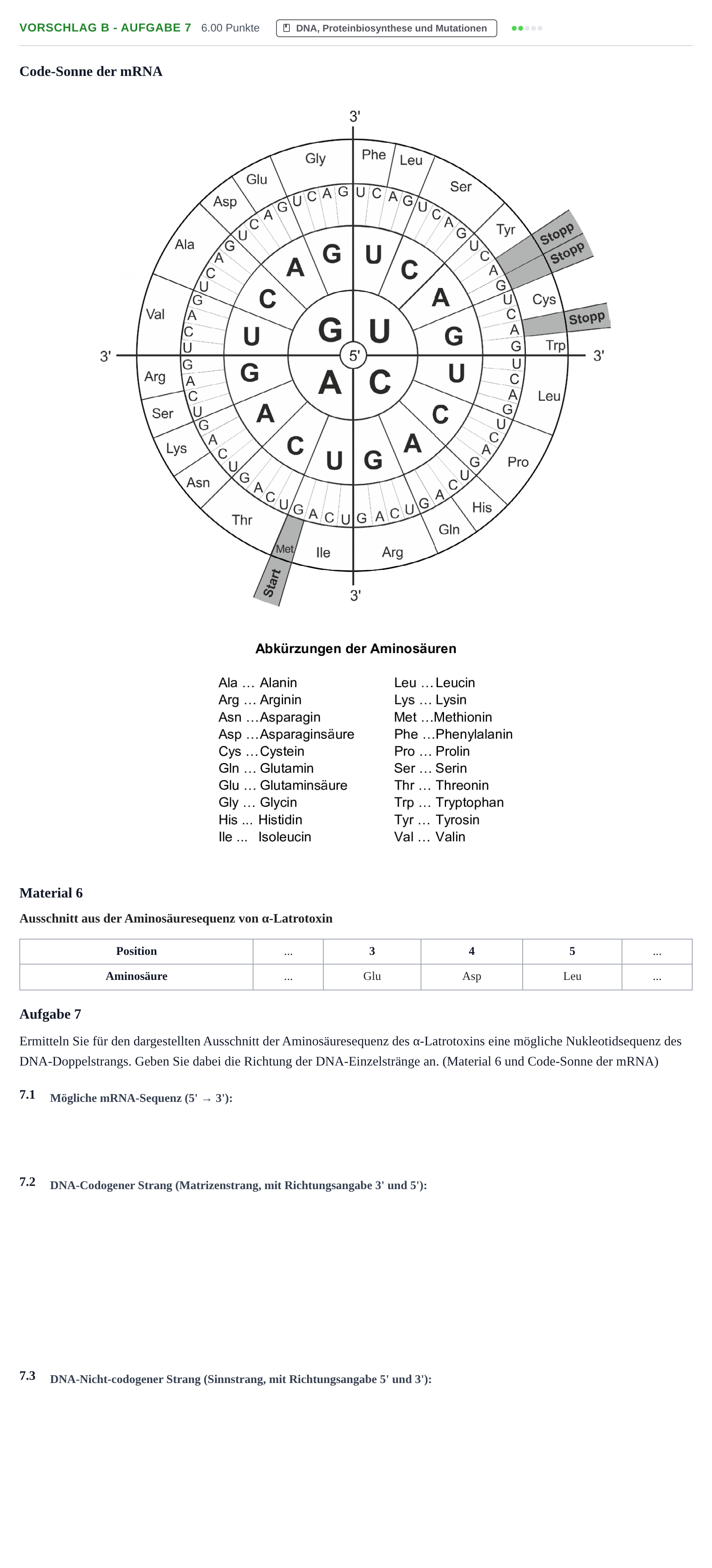 Aufgabenstellung: Aufgabe Vorschlag B - Aufgabe 7 · Abitur Hessen Biologie GK 2022