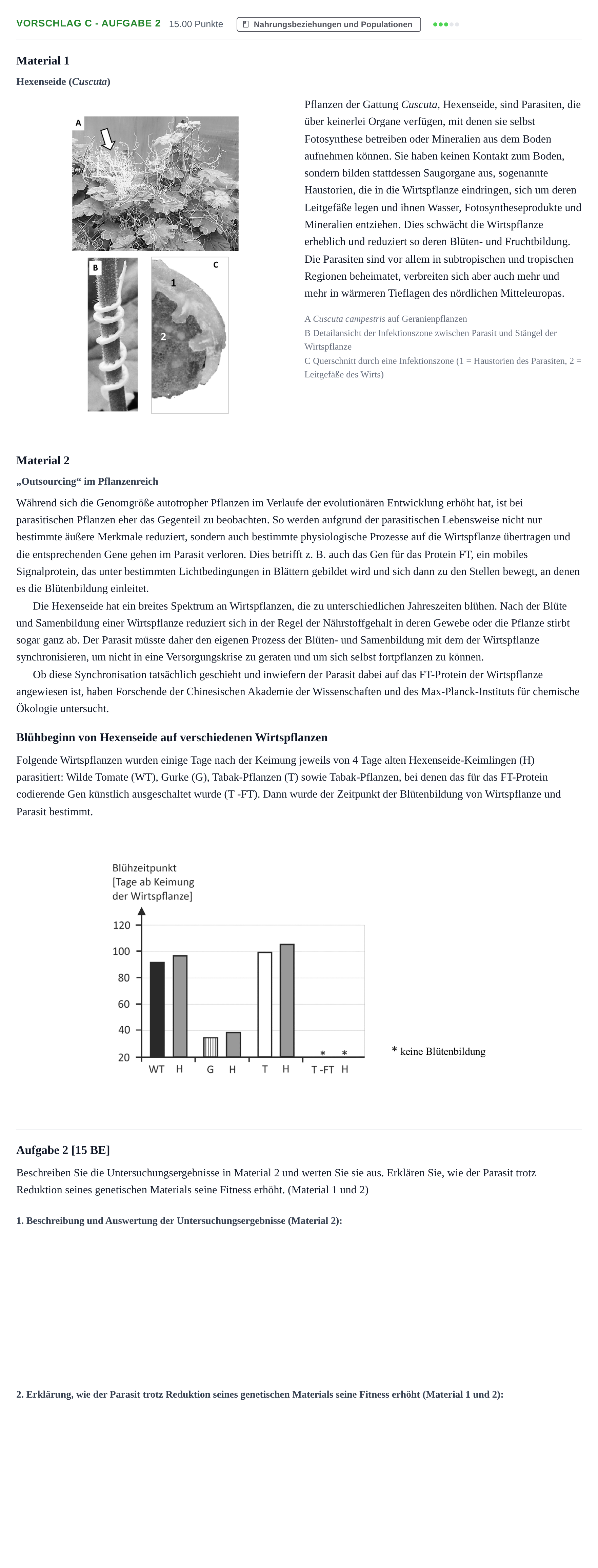 Aufgabenstellung: Aufgabe Vorschlag C - Aufgabe 2 · Abitur Hessen Biologie GK 2022