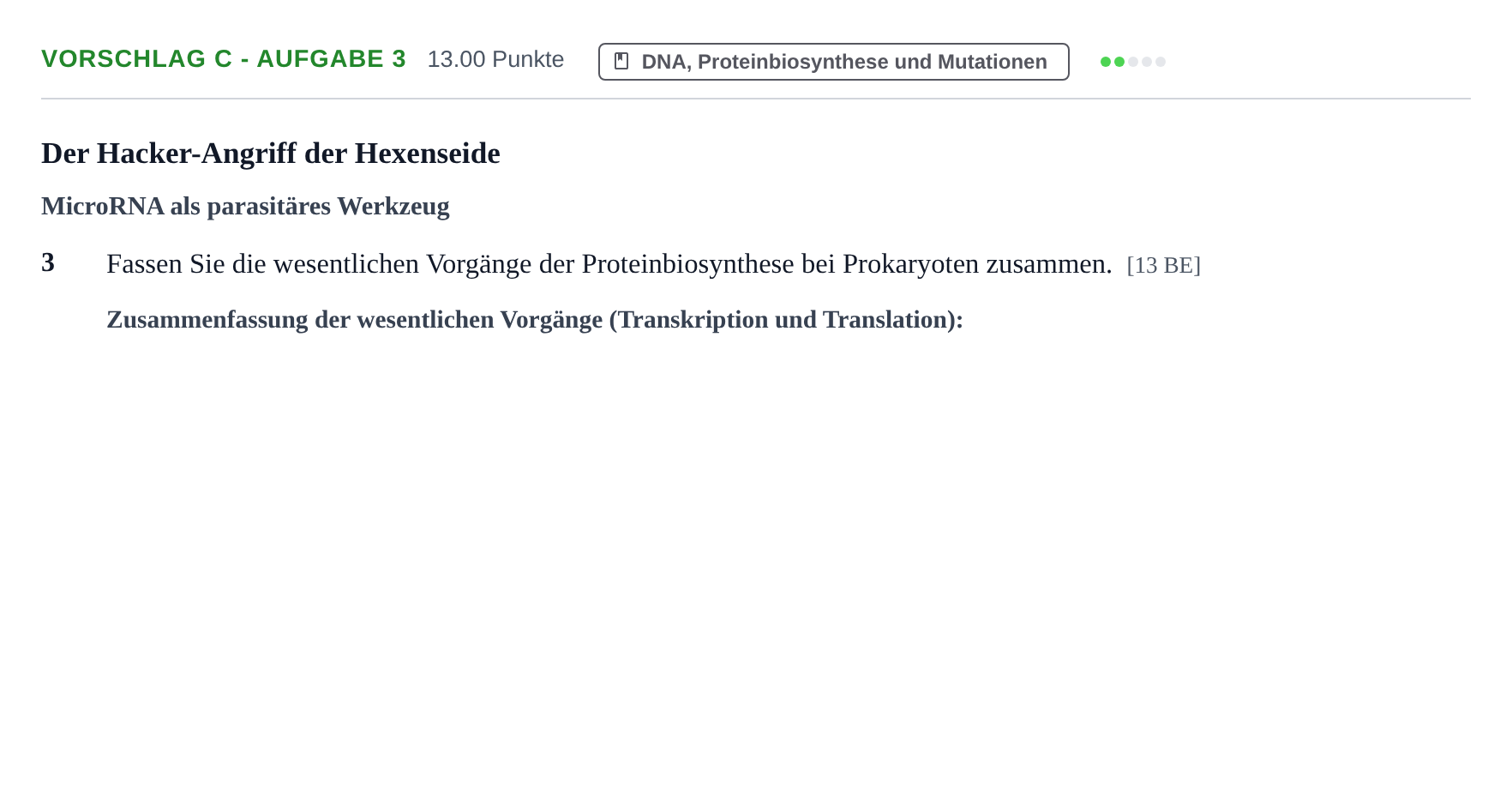 Aufgabenstellung: Aufgabe Vorschlag C - Aufgabe 3 · Abitur Hessen Biologie GK 2022