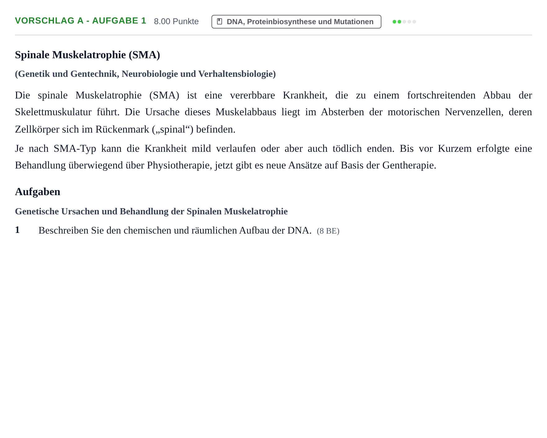 Aufgabenstellung: Aufgabe Vorschlag A - Aufgabe 1 · Abitur Hessen Biologie LK 2022