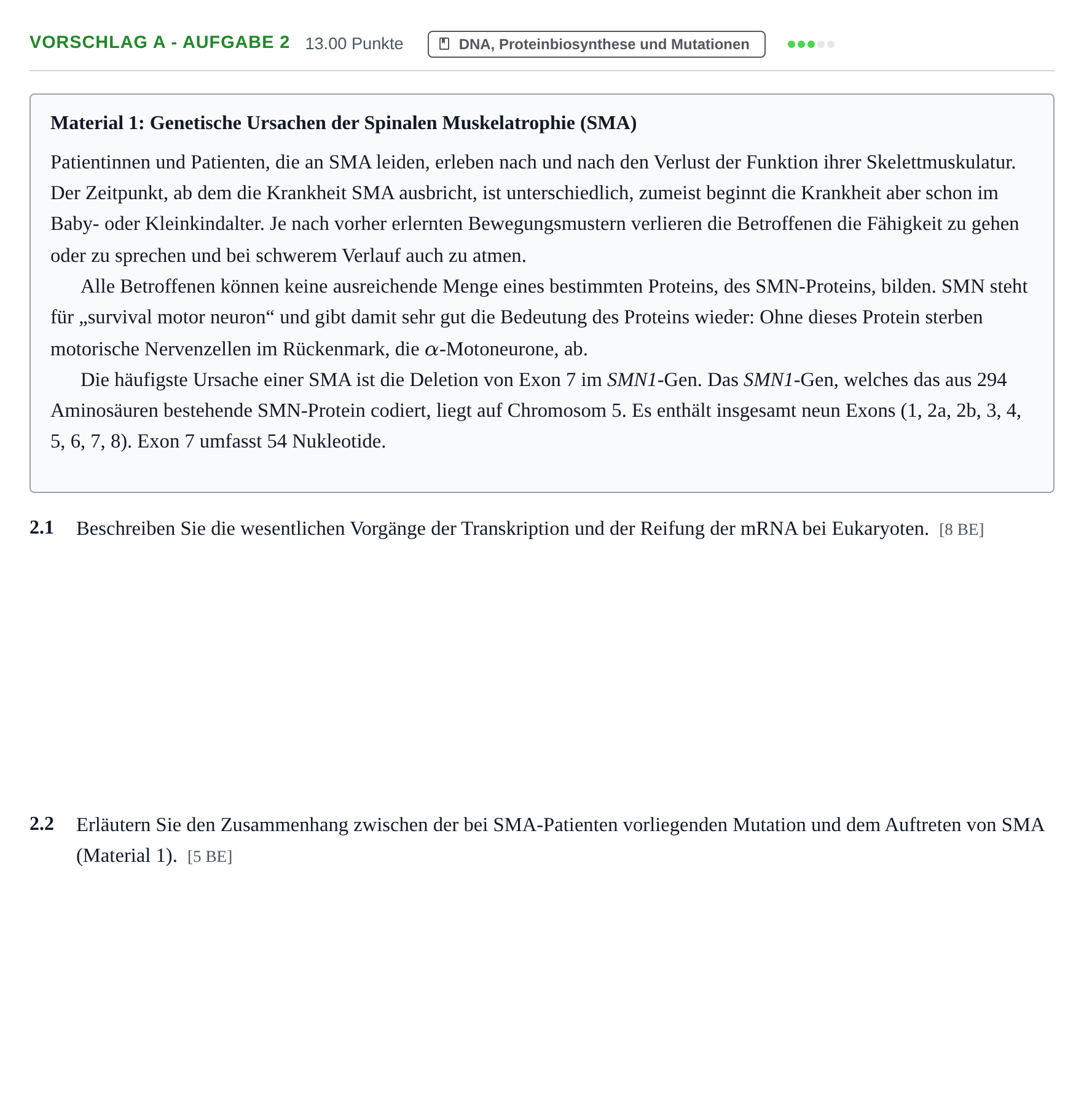 Aufgabenstellung: Aufgabe Vorschlag A - Aufgabe 2 · Abitur Hessen Biologie LK 2022