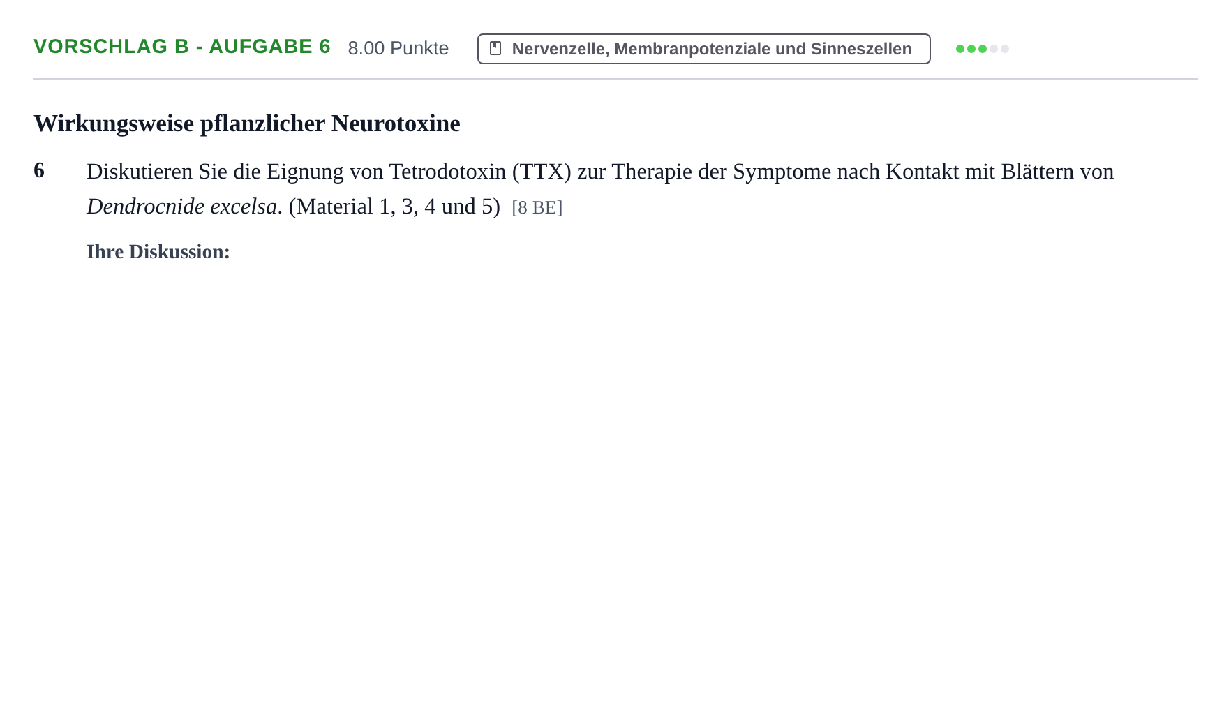 Aufgabenstellung: Aufgabe Vorschlag B - Aufgabe 6 · Abitur Hessen Biologie LK 2022