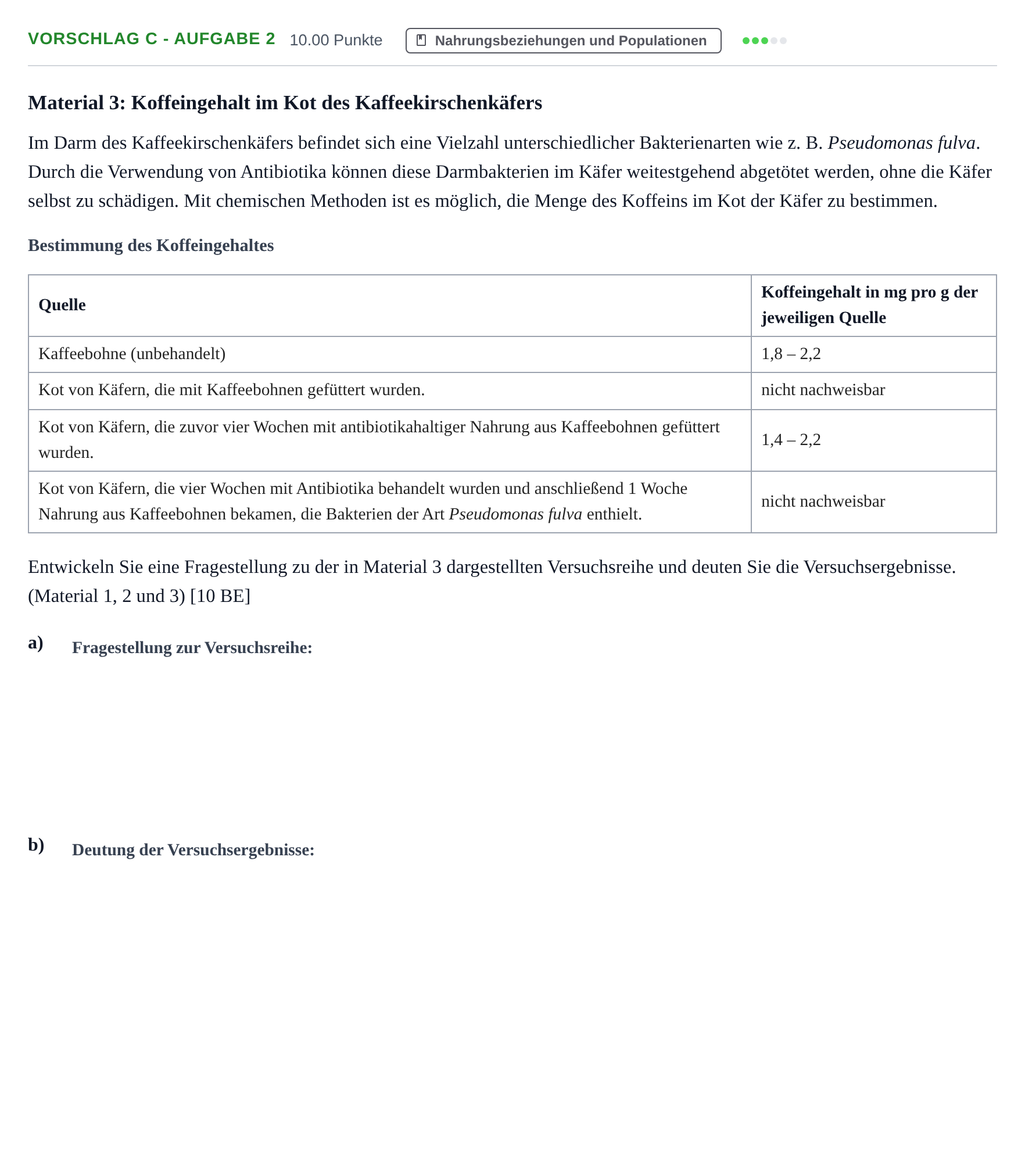 Aufgabenstellung: Aufgabe Vorschlag C - Aufgabe 2 · Abitur Hessen Biologie LK 2022