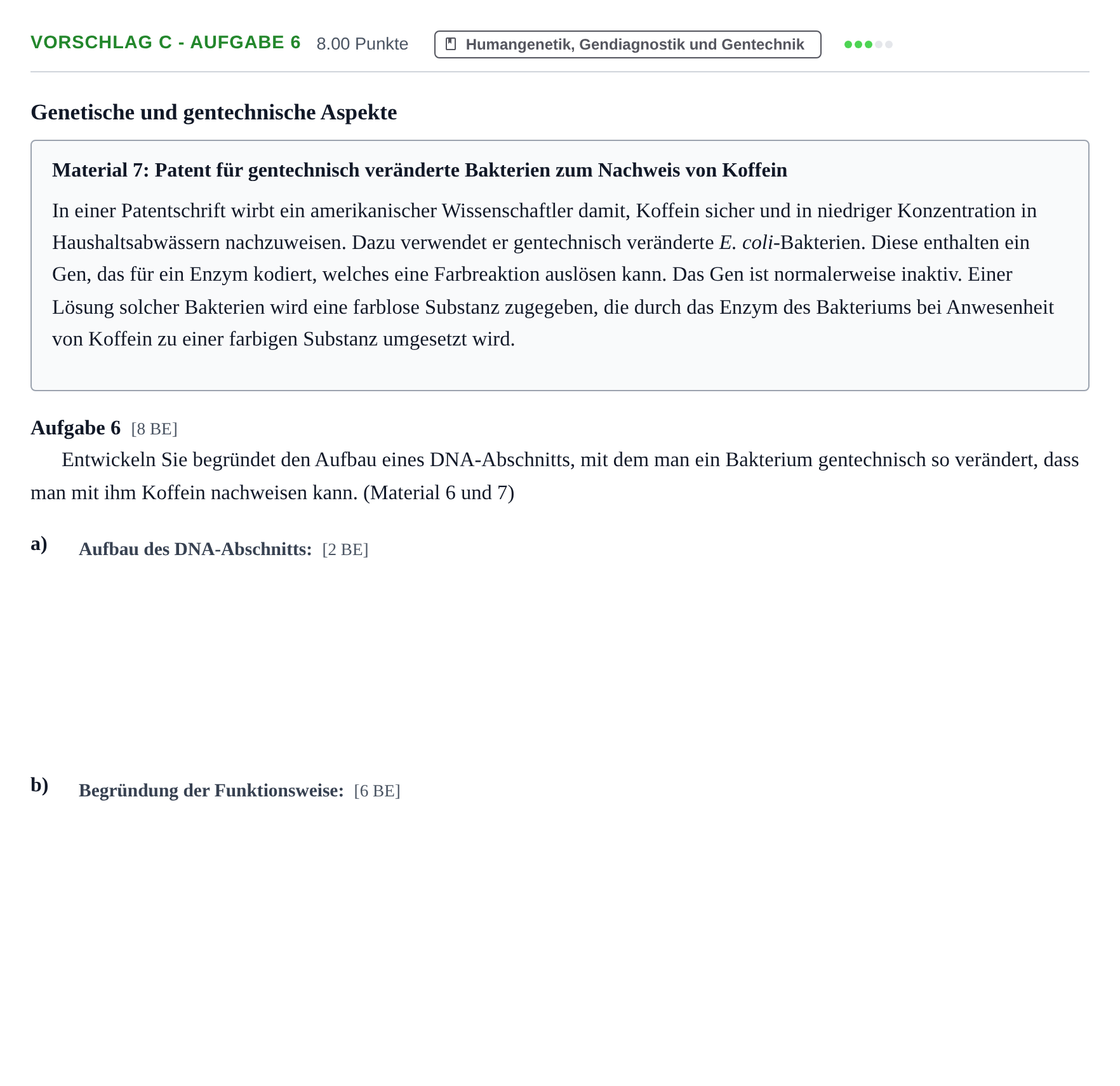 Aufgabenstellung: Aufgabe Vorschlag C - Aufgabe 6 · Abitur Hessen Biologie LK 2022