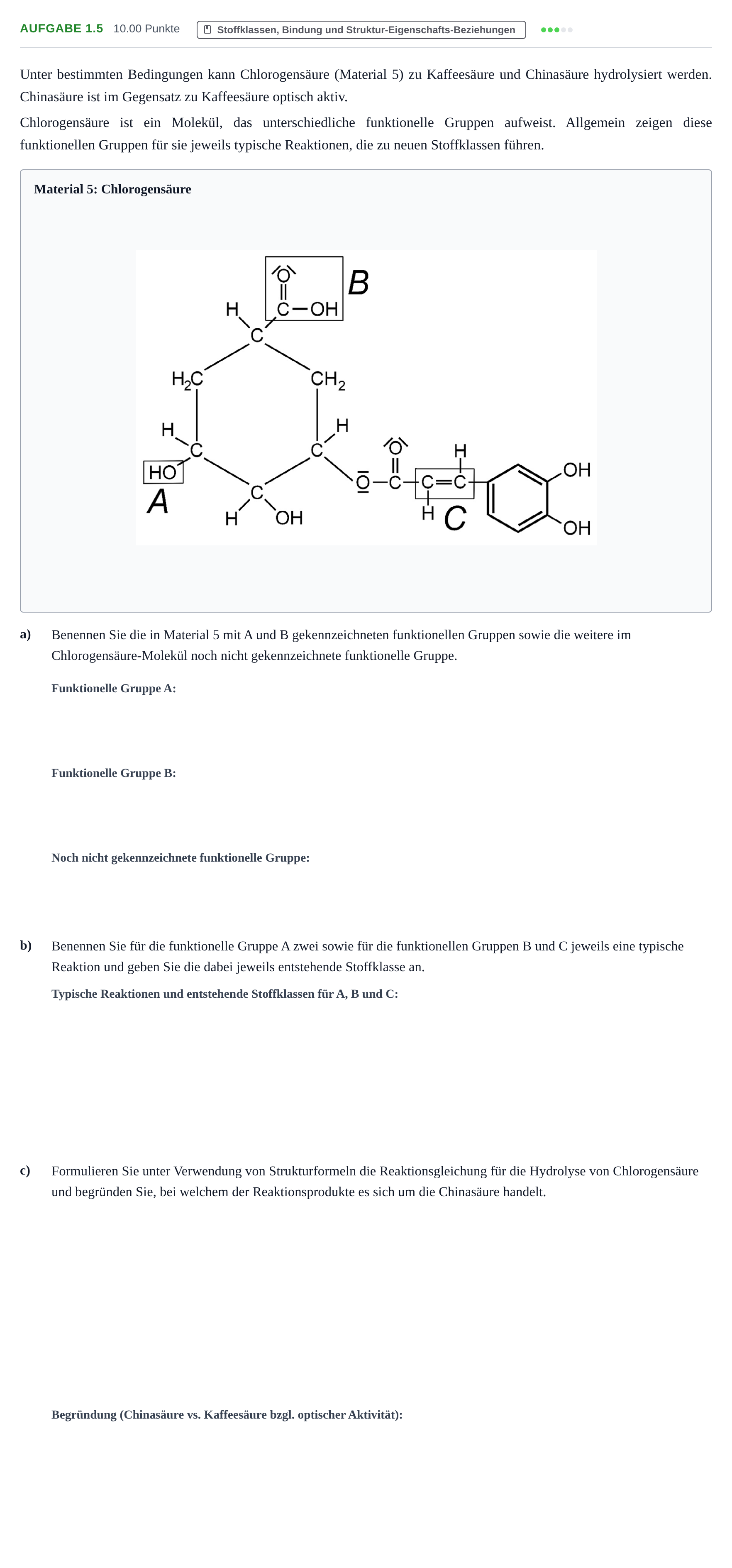 Aufgabenstellung: Aufgabe 1.5 · Abitur Hessen Chemie LK 2022
