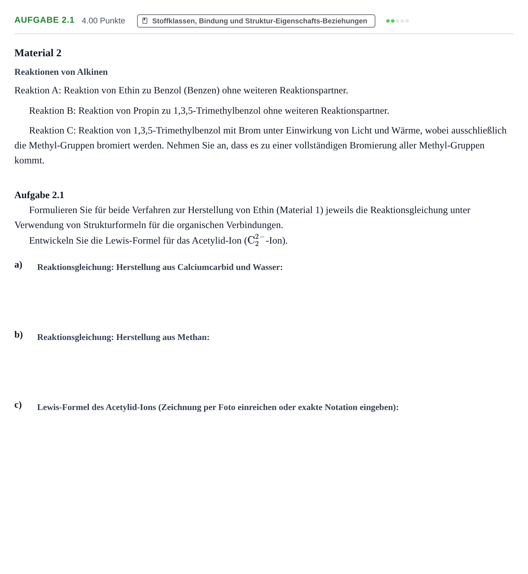 Aufgabenstellung: Aufgabe 2.1 · Abitur Hessen Chemie LK 2022