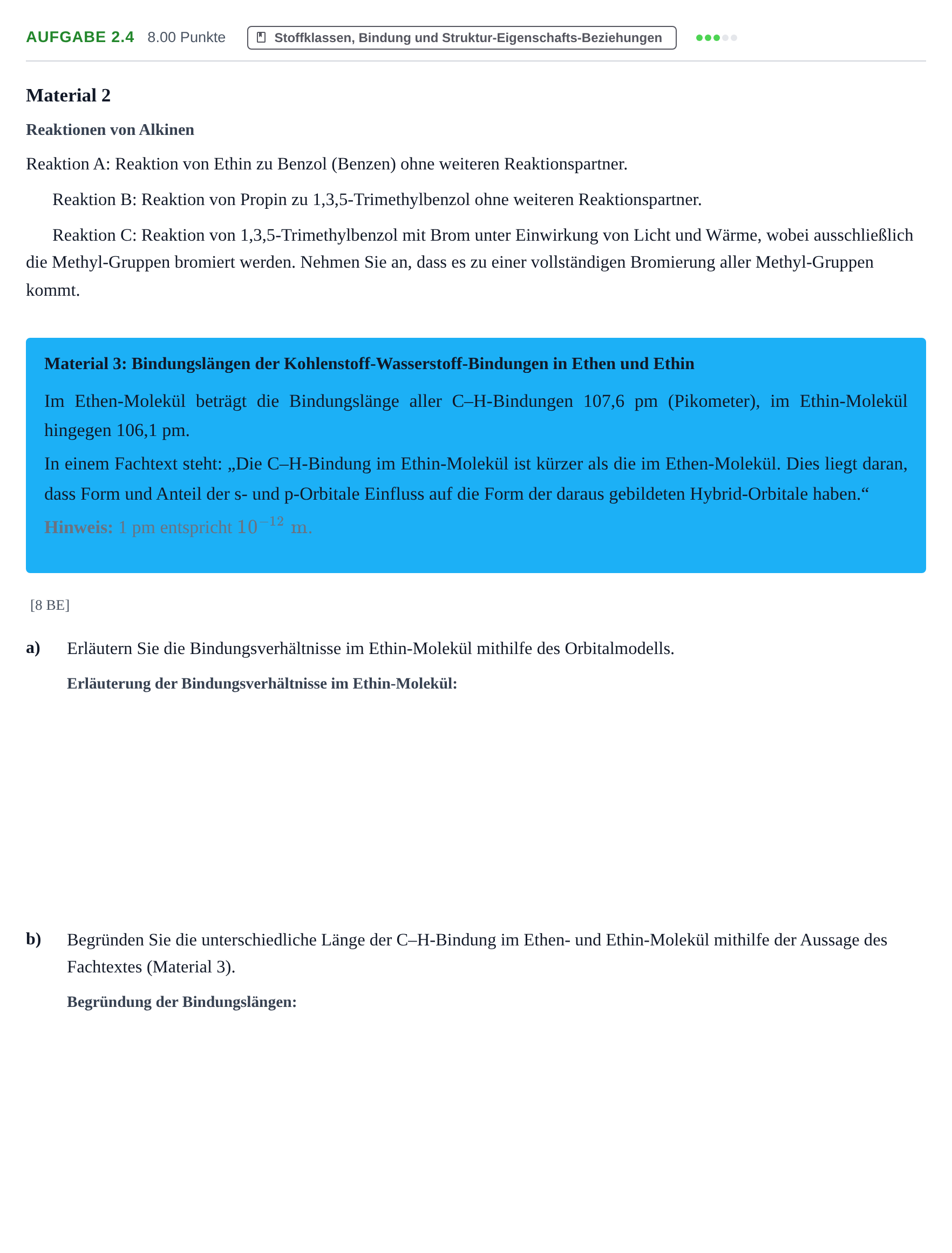 Aufgabenstellung: Aufgabe 2.4 · Abitur Hessen Chemie LK 2022
