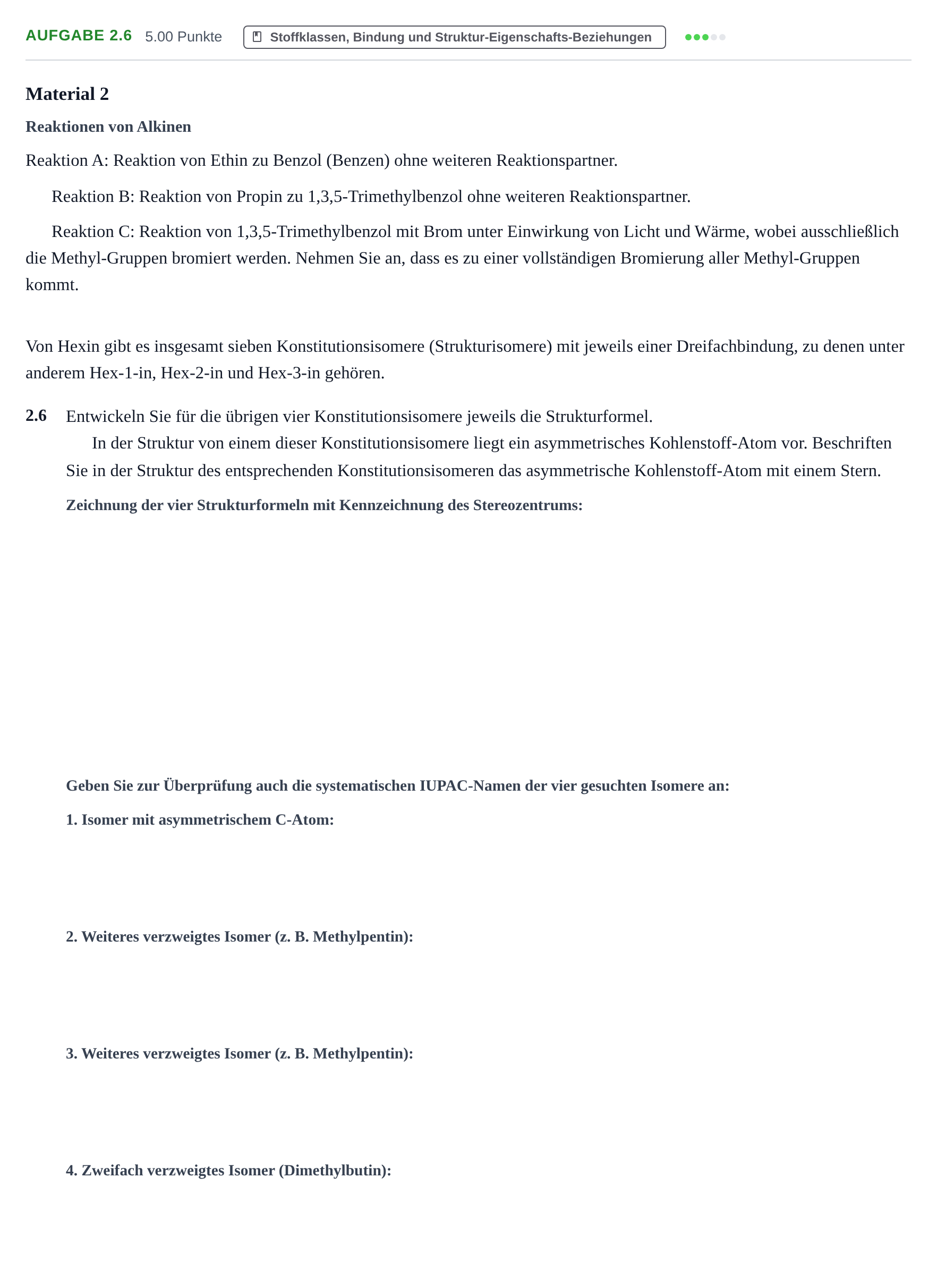 Aufgabenstellung: Aufgabe 2.6 · Abitur Hessen Chemie LK 2022