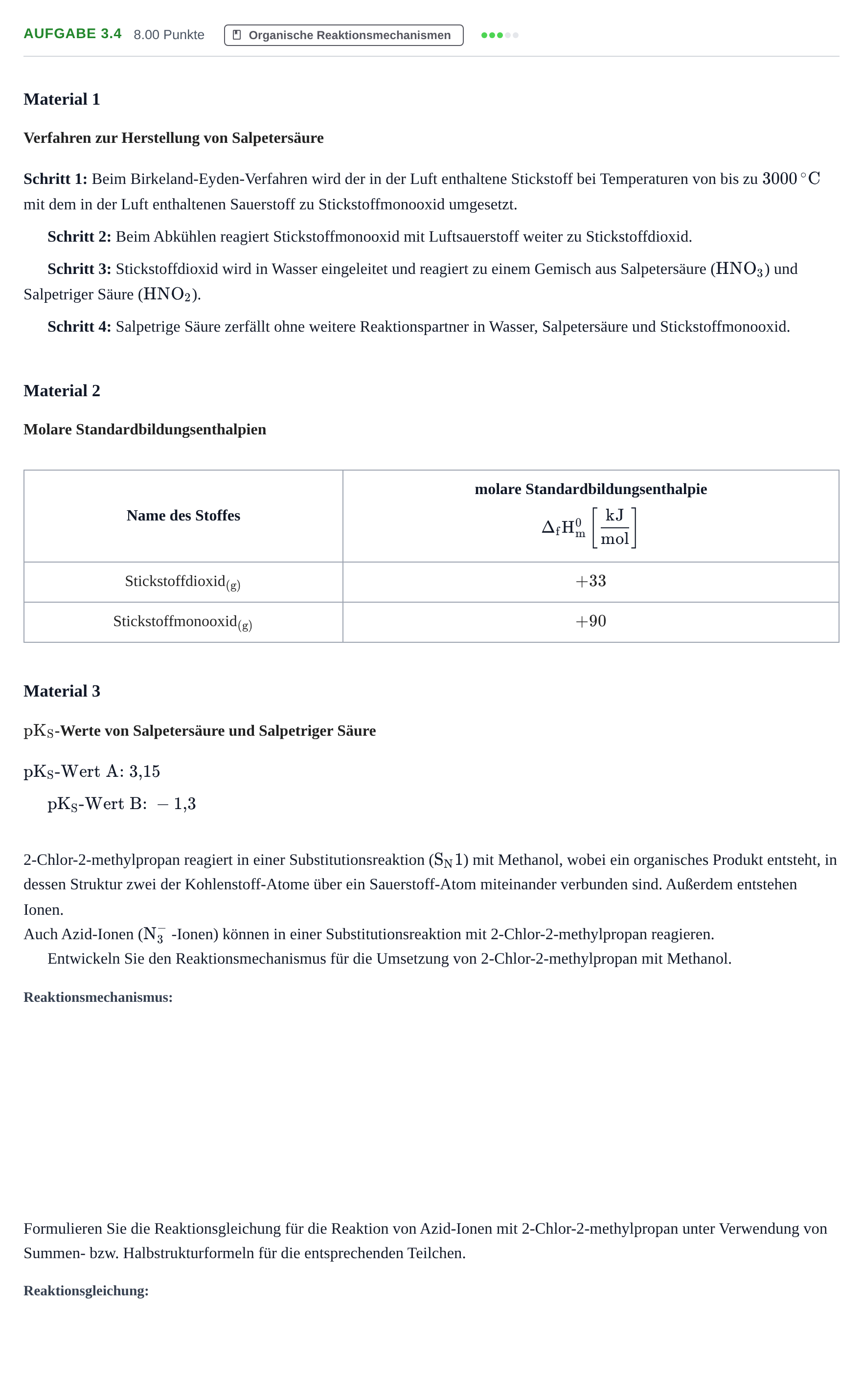 Aufgabenstellung: Aufgabe 3.4 · Abitur Hessen Chemie LK 2022