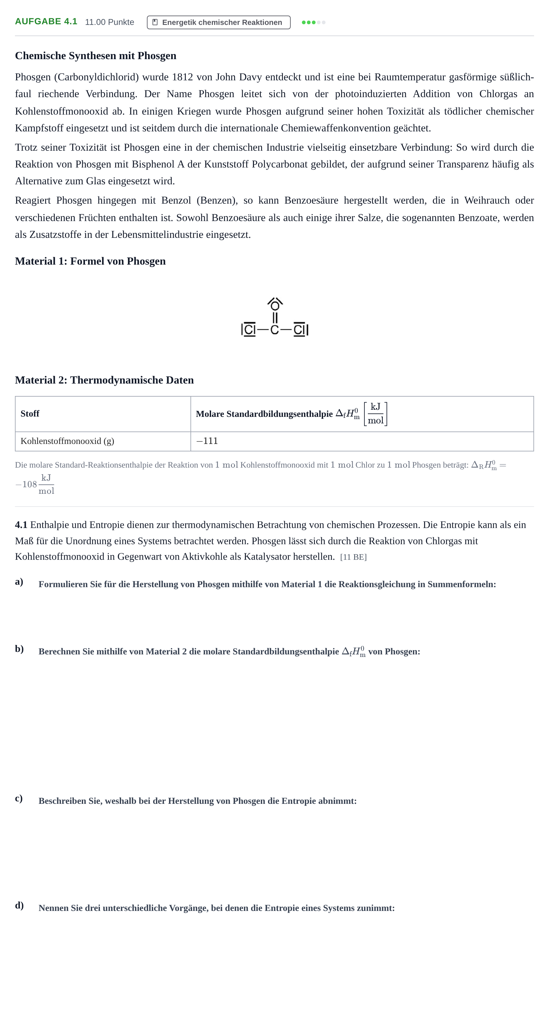 Aufgabenstellung: Aufgabe 4.1 · Abitur Hessen Chemie LK 2022