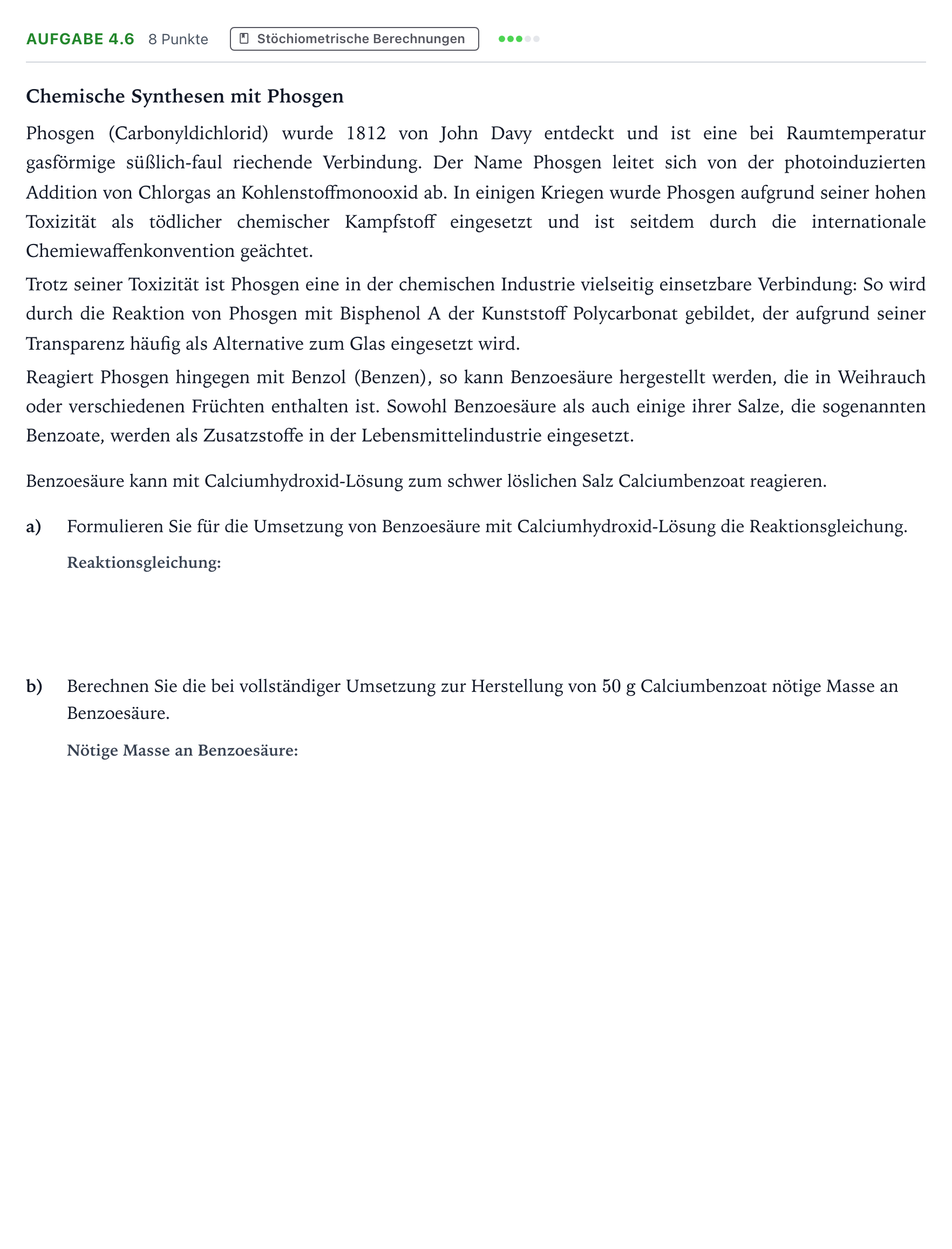 Aufgabenstellung: Aufgabe 4.6 · Abitur Hessen Chemie LK 2022