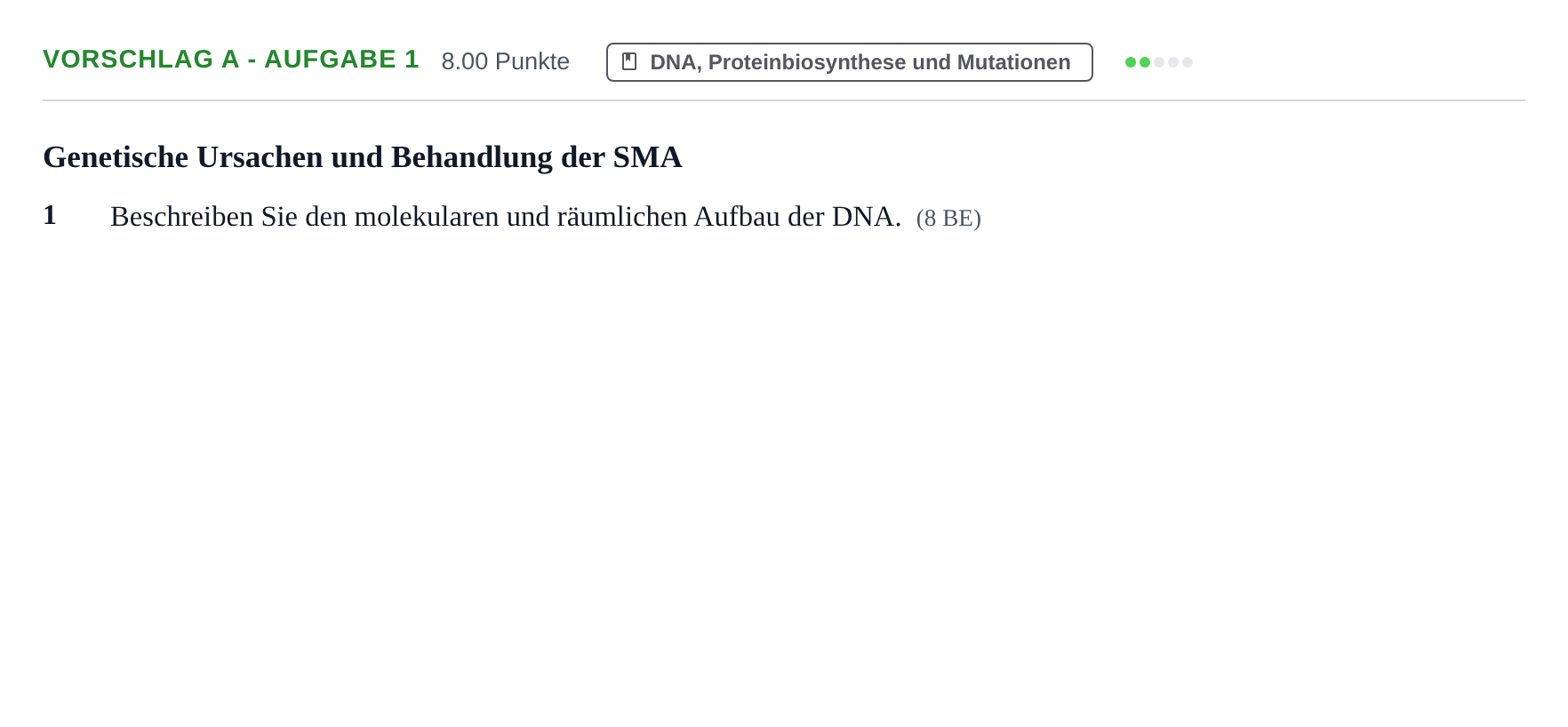Aufgabenstellung: Aufgabe Vorschlag A - Aufgabe 1 · Abitur Hessen Biologie LK · Schulen für Erwachsene 2022