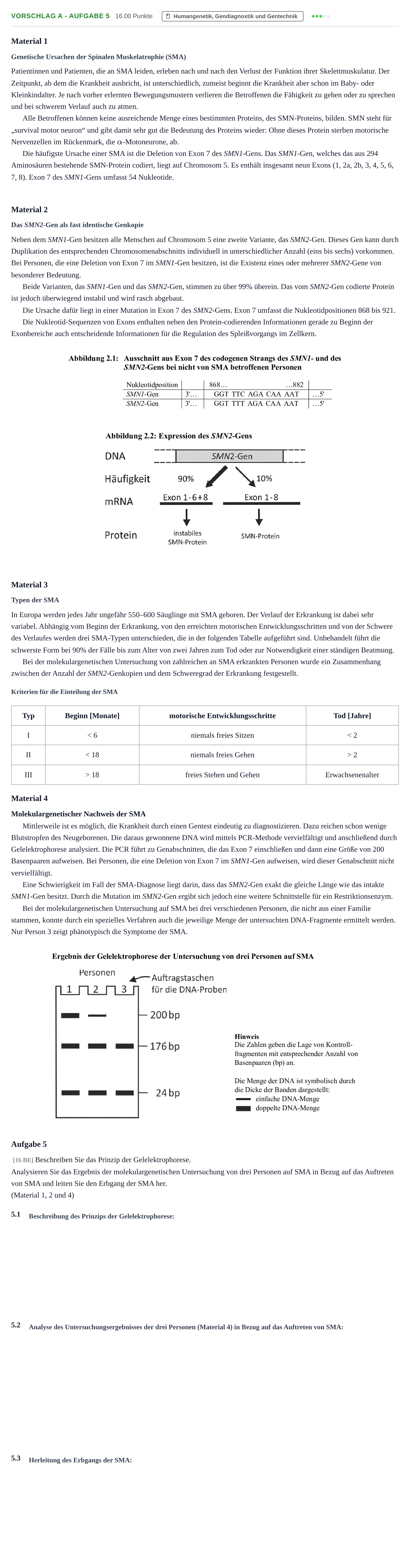 Aufgabenstellung: Aufgabe Vorschlag A - Aufgabe 5 · Abitur Hessen Biologie LK · Schulen für Erwachsene 2022