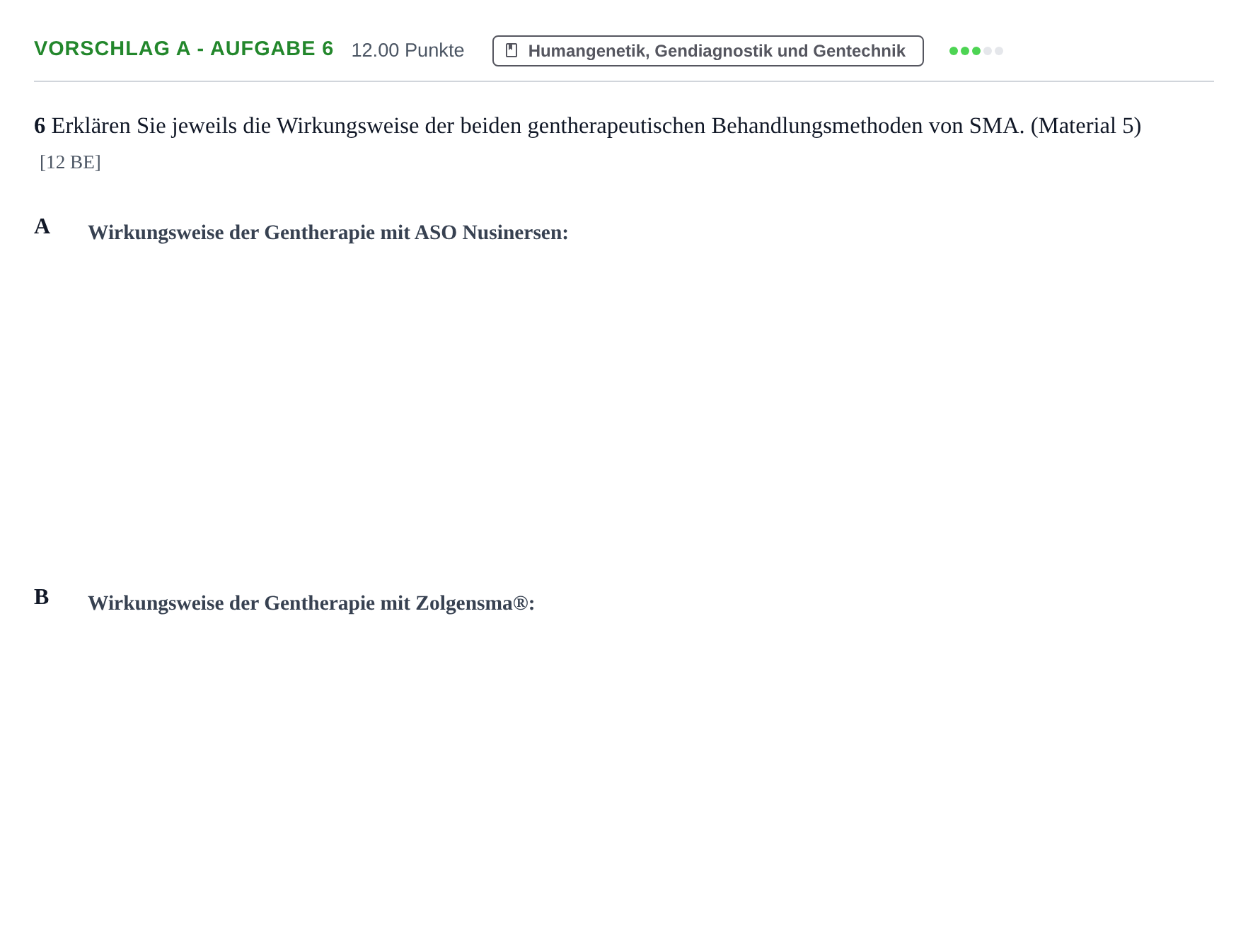 Aufgabenstellung: Aufgabe Vorschlag A - Aufgabe 6 · Abitur Hessen Biologie LK · Schulen für Erwachsene 2022