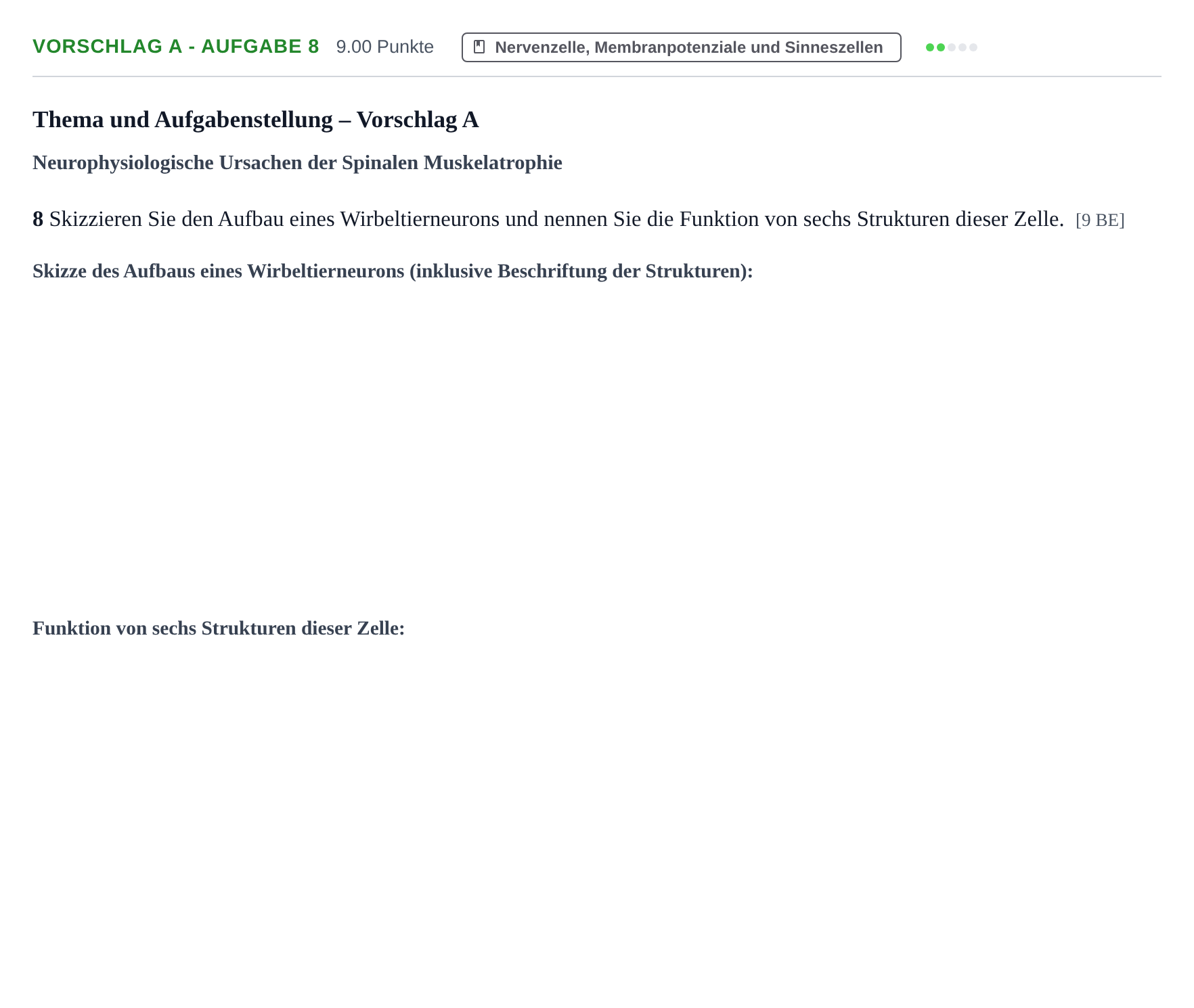 Aufgabenstellung: Aufgabe Vorschlag A - Aufgabe 8 · Abitur Hessen Biologie LK · Schulen für Erwachsene 2022