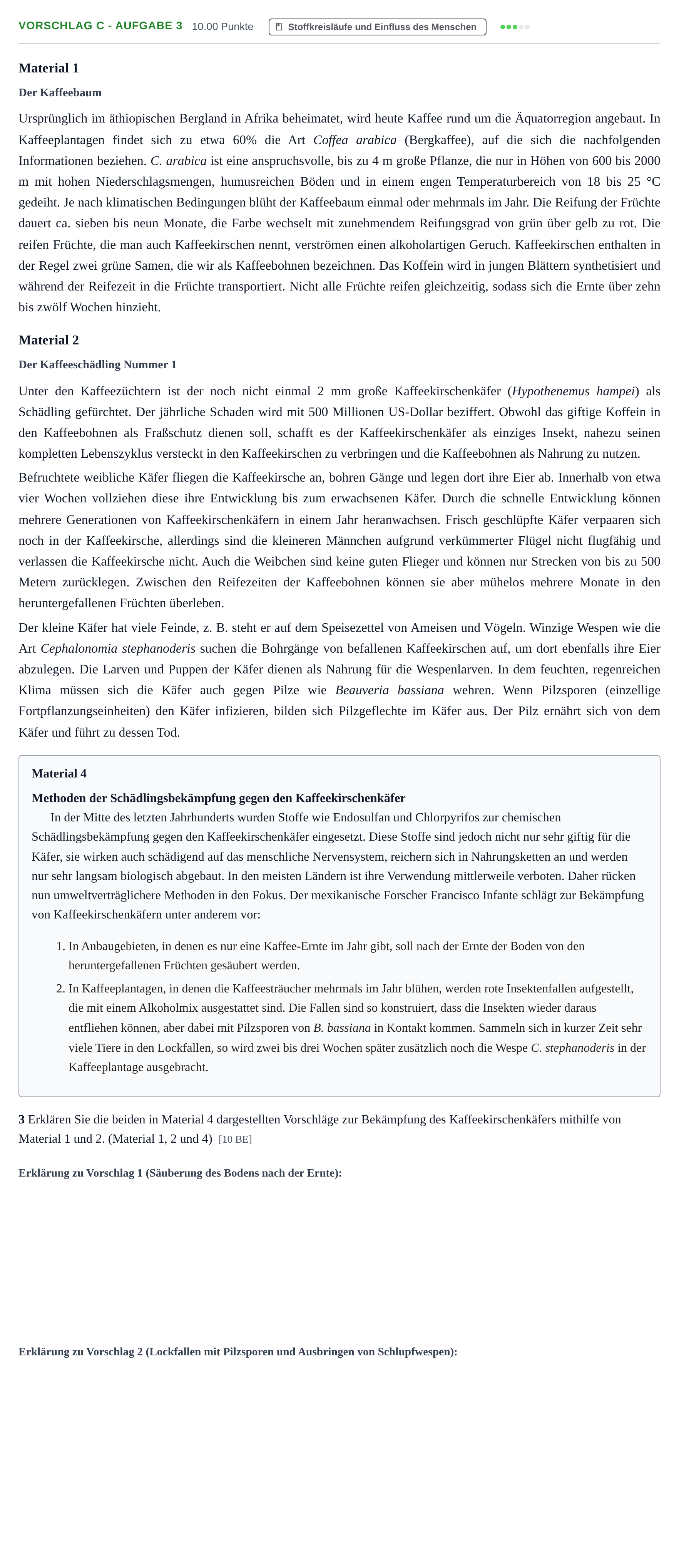 Aufgabenstellung: Aufgabe Vorschlag C - Aufgabe 3 · Abitur Hessen Biologie LK · Schulen für Erwachsene 2022