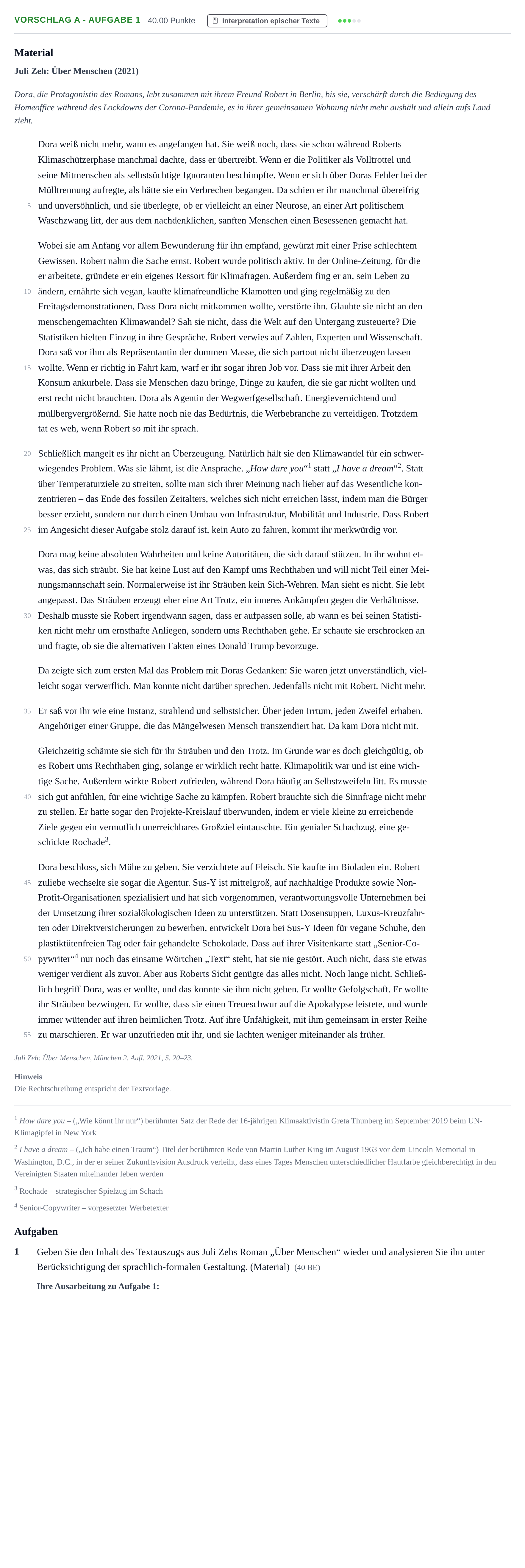 Aufgabenstellung: Aufgabe Vorschlag A - Aufgabe 1 · Abitur Hessen Deutsch GK 2022
