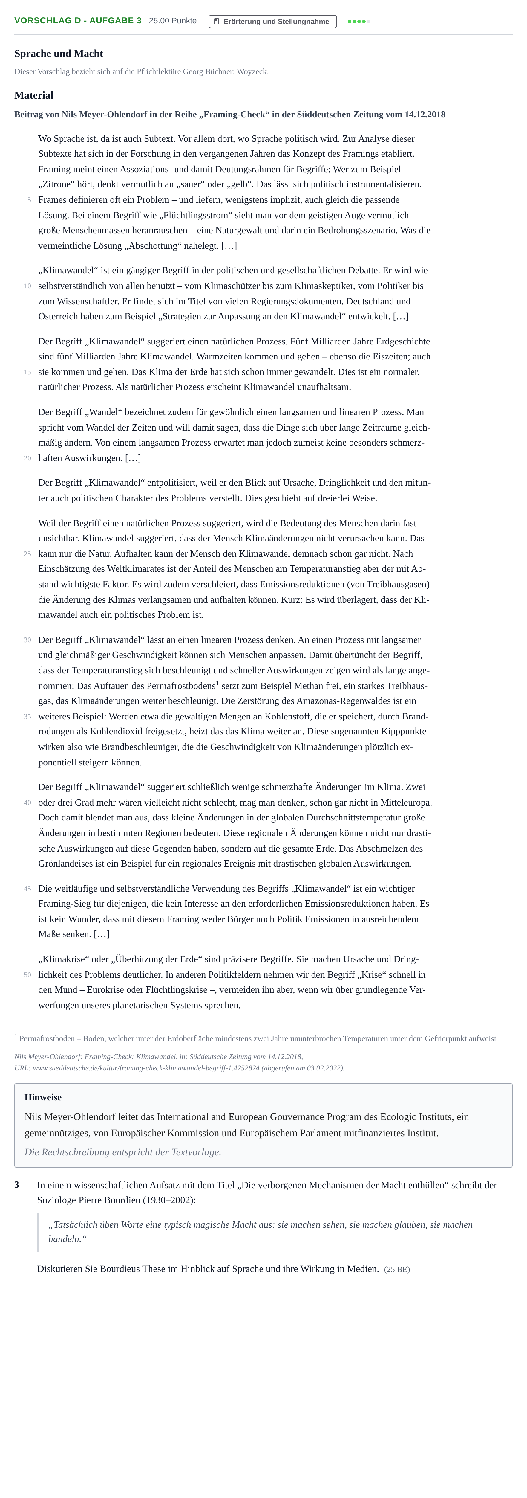 Aufgabenstellung: Aufgabe Vorschlag D - Aufgabe 3 · Abitur Hessen Deutsch GK 2022