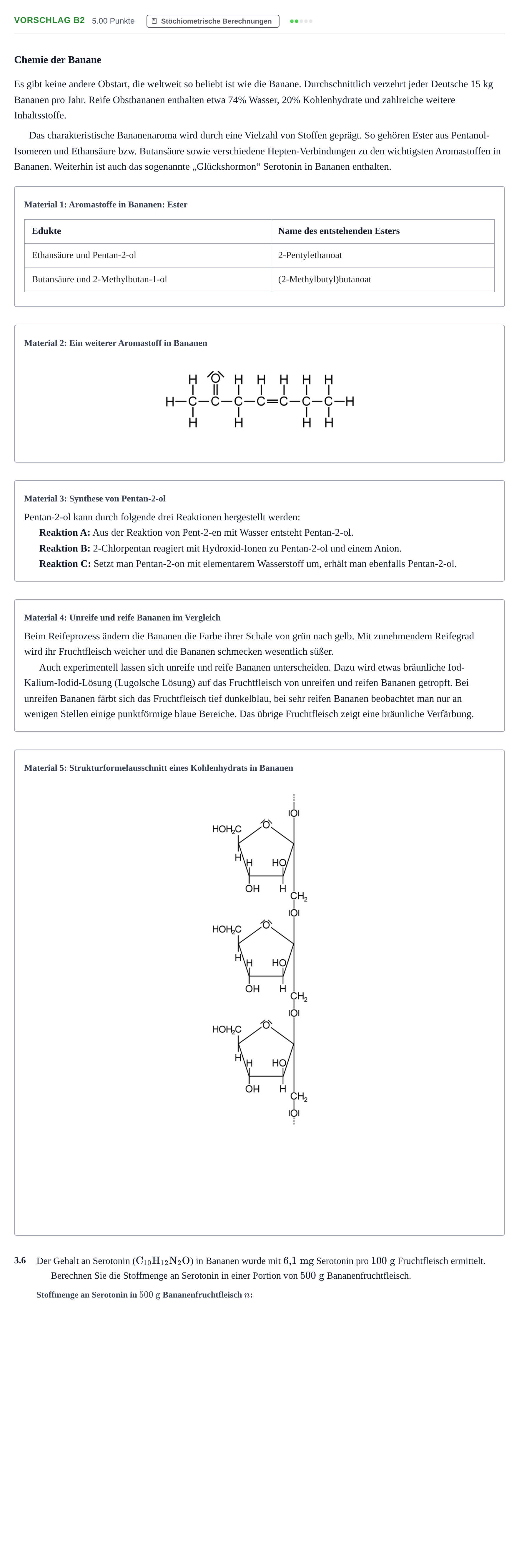 Aufgabenstellung: Aufgabe Vorschlag B2 - Stöchiometrische Berechnungen · Abitur Hessen Chemie LK · Schulen für Erwachsene 2022