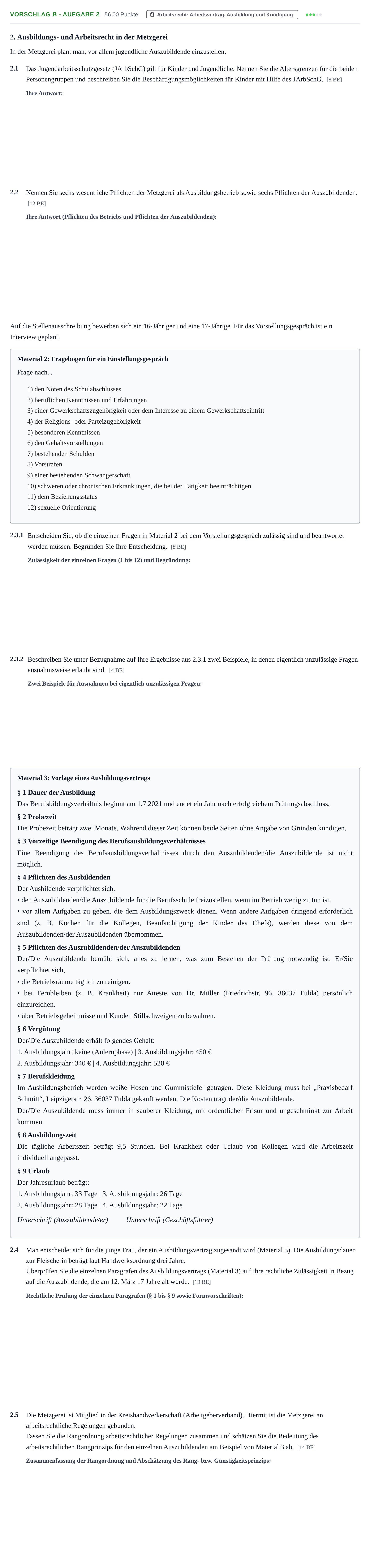 Aufgabenstellung: Aufgabe Vorschlag B - Aufgabe 2 · Abitur Hessen Ernährungsökonomie GK 2022