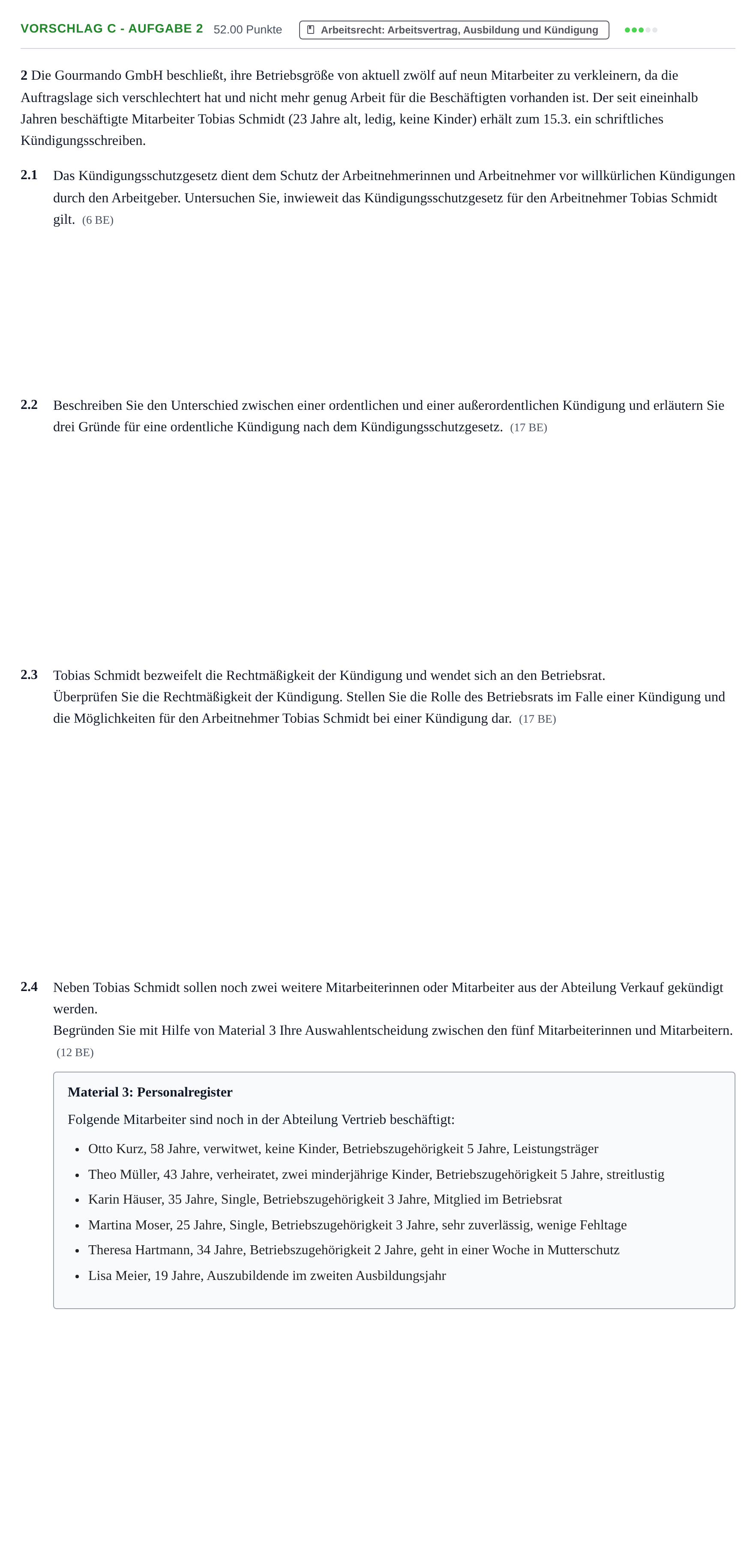 Aufgabenstellung: Aufgabe Vorschlag C - Aufgabe 2 · Abitur Hessen Ernährungsökonomie GK 2022