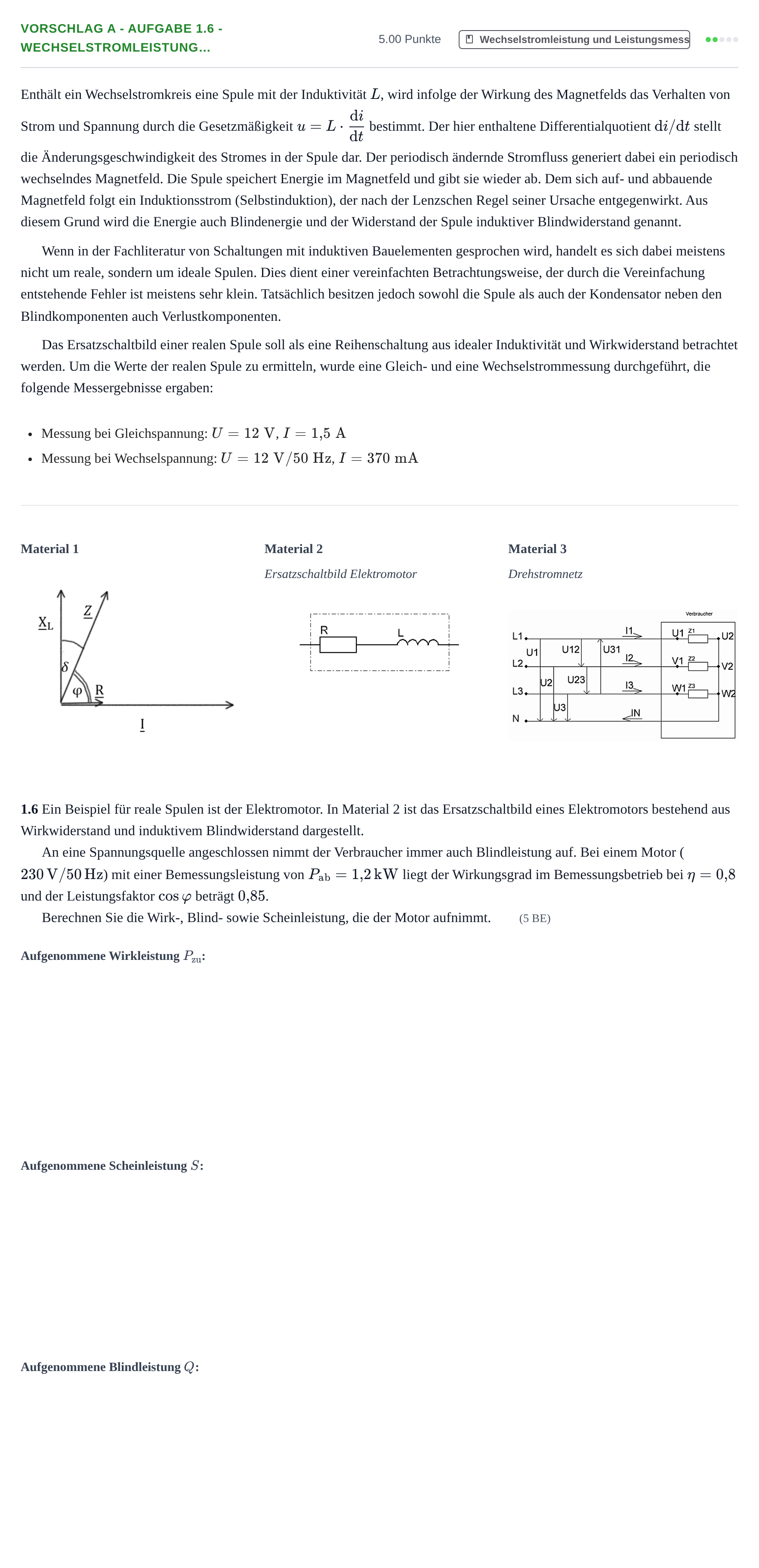 Aufgabenstellung: Aufgabe Vorschlag A - Aufgabe 1.6 - Wechselstromleistung… · Abitur Hessen Elektrotechnik LK 2022