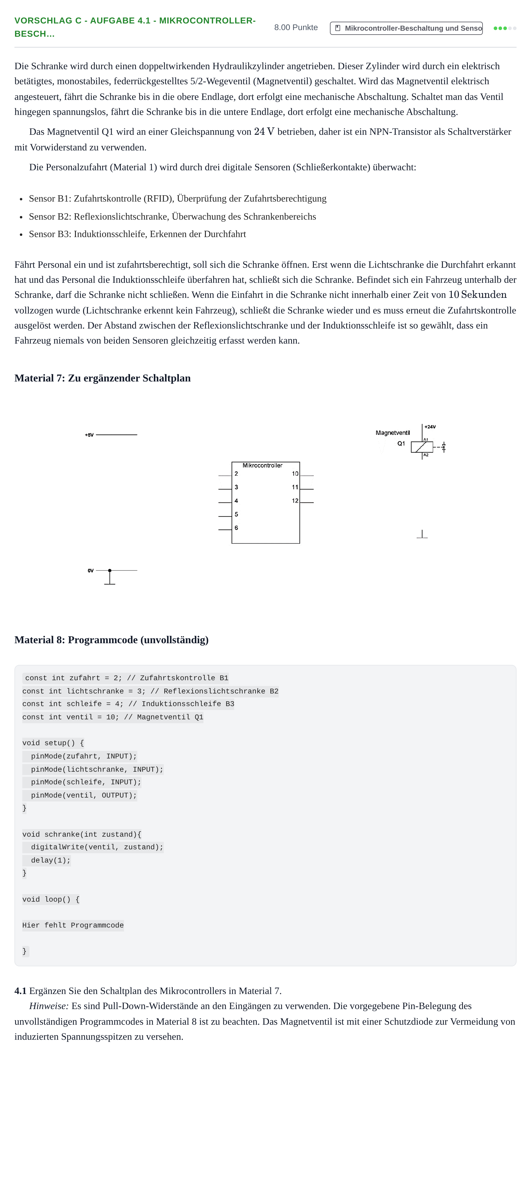 Aufgabenstellung: Aufgabe Vorschlag C - Aufgabe 4.1 - Mikrocontroller-Besch… · Abitur Hessen Elektrotechnik LK 2022