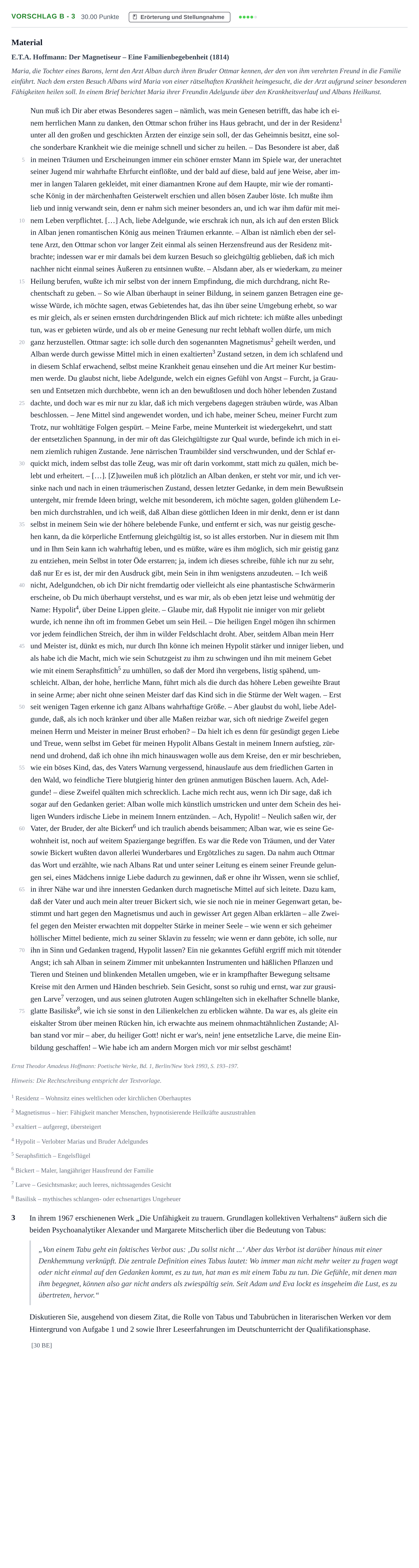 Aufgabenstellung: Aufgabe Vorschlag B - 3 · Abitur Hessen Deutsch LK 2022