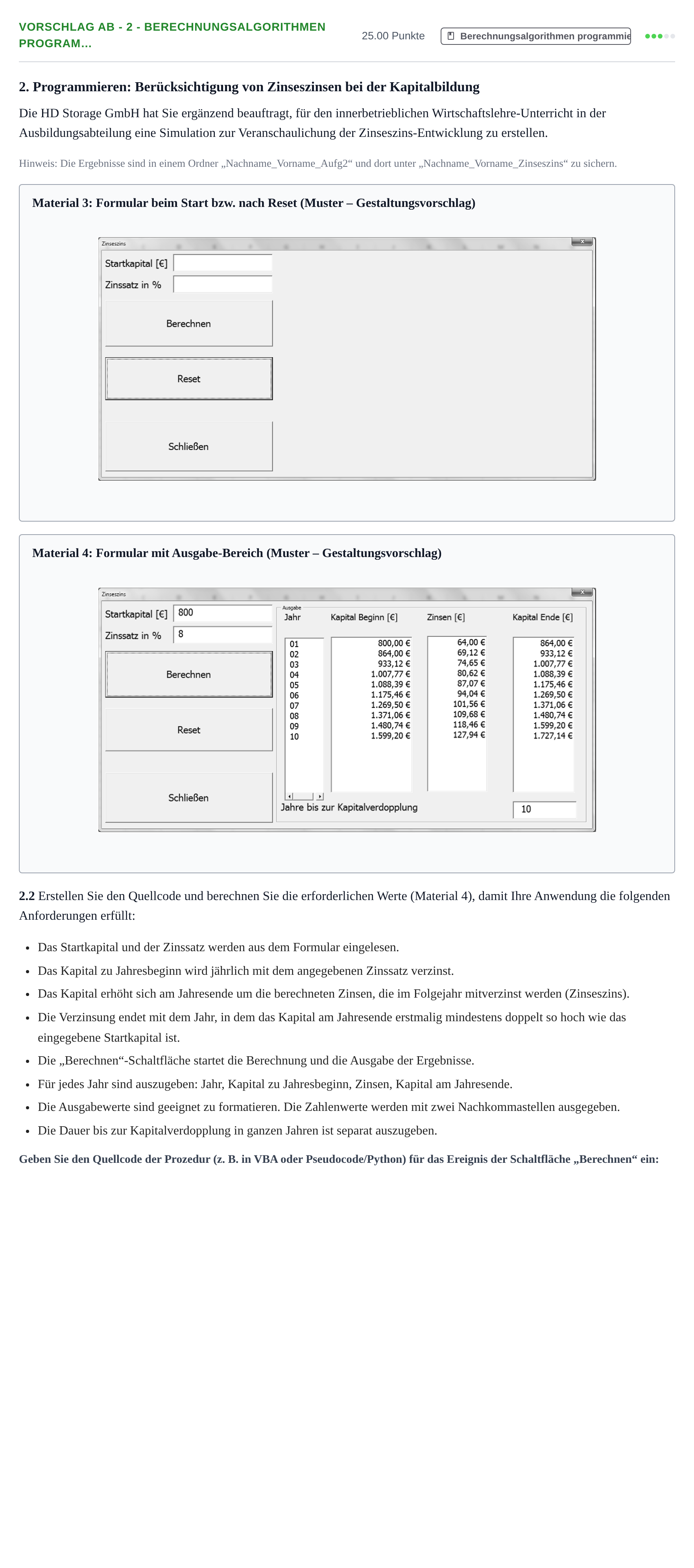 Aufgabenstellung: Aufgabe Vorschlag AB - 2 - Berechnungsalgorithmen program… · Abitur Hessen Datenverarbeitung GK 2022