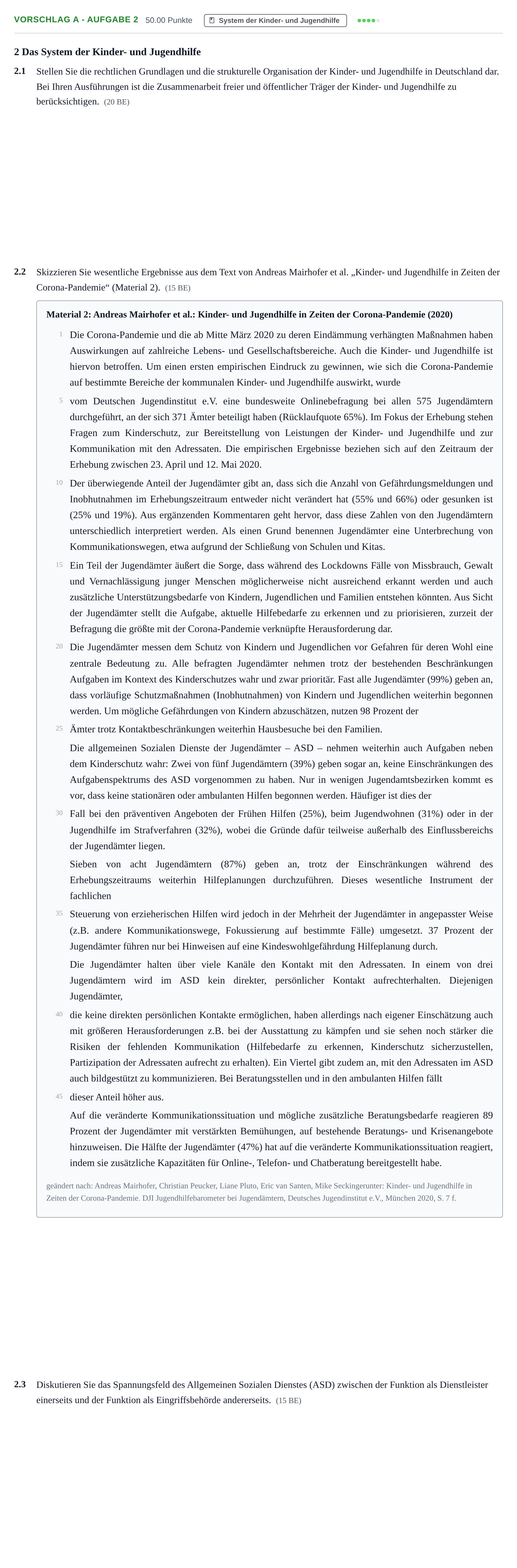 Aufgabenstellung: Aufgabe Vorschlag A - Aufgabe 2 · Abitur Hessen Erziehungswissenschaft LK 2022