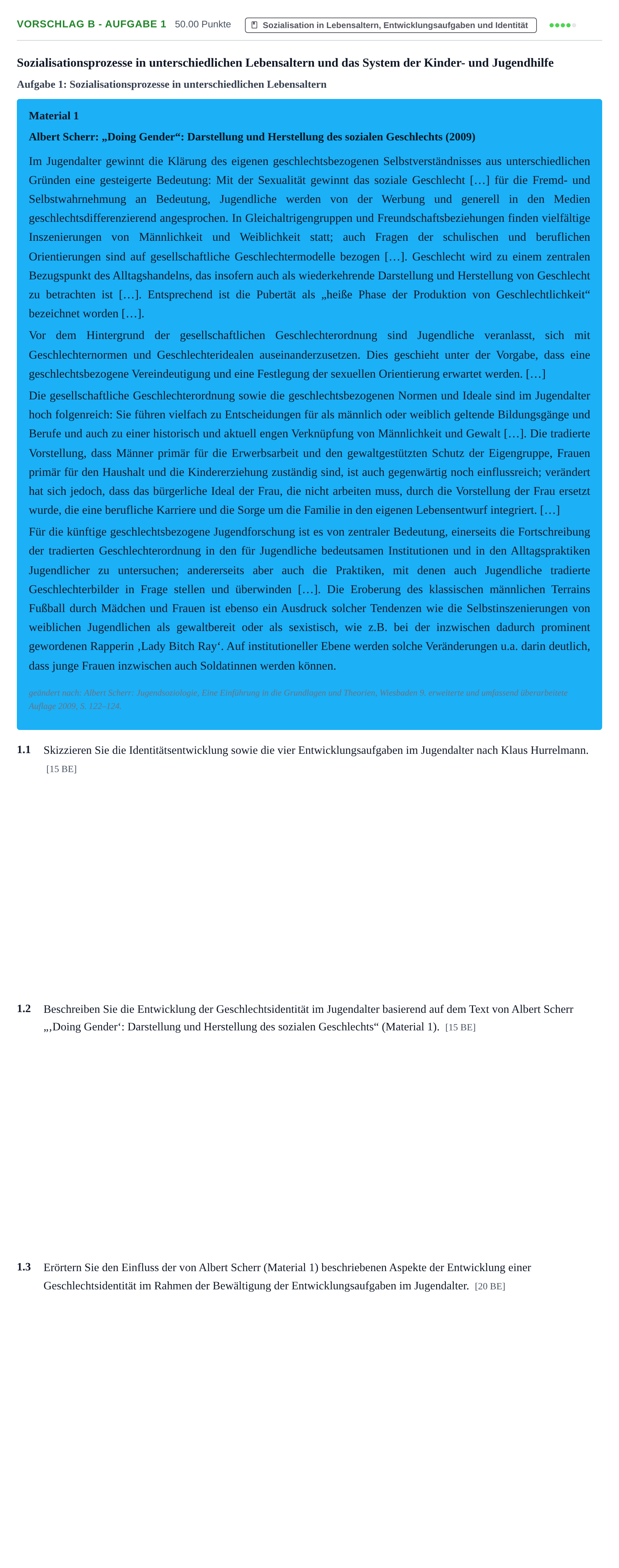 Aufgabenstellung: Aufgabe Vorschlag B - Aufgabe 1 · Abitur Hessen Erziehungswissenschaft LK 2022