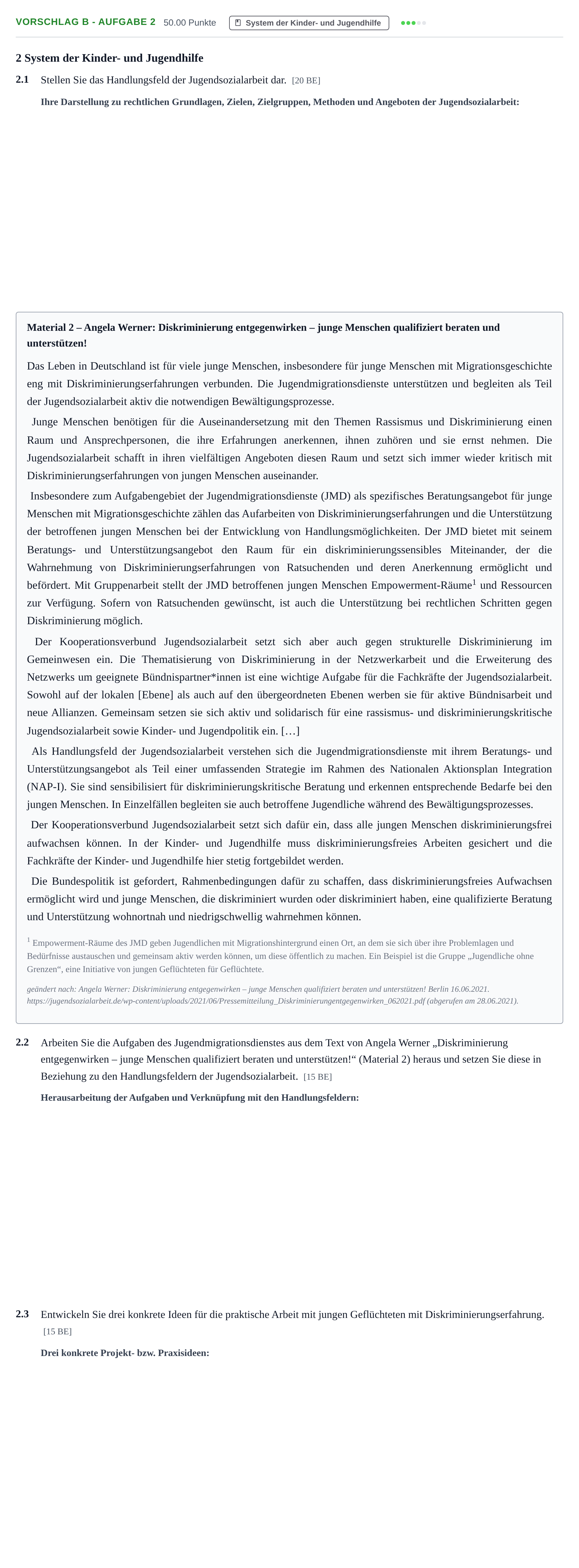 Aufgabenstellung: Aufgabe Vorschlag B - Aufgabe 2 · Abitur Hessen Erziehungswissenschaft LK 2022