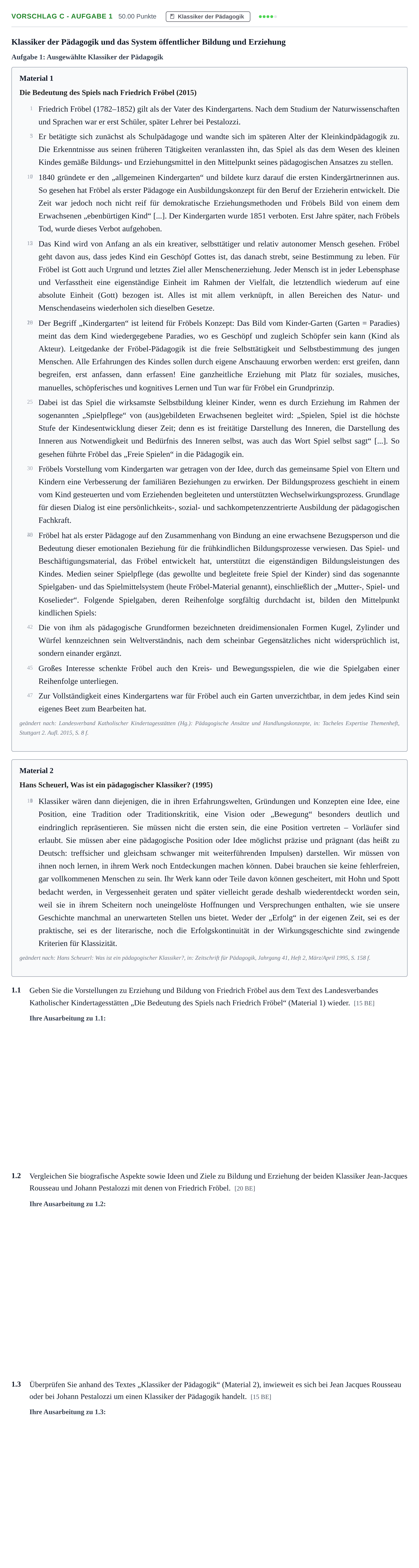 Aufgabenstellung: Aufgabe Vorschlag C - Aufgabe 1 · Abitur Hessen Erziehungswissenschaft LK 2022