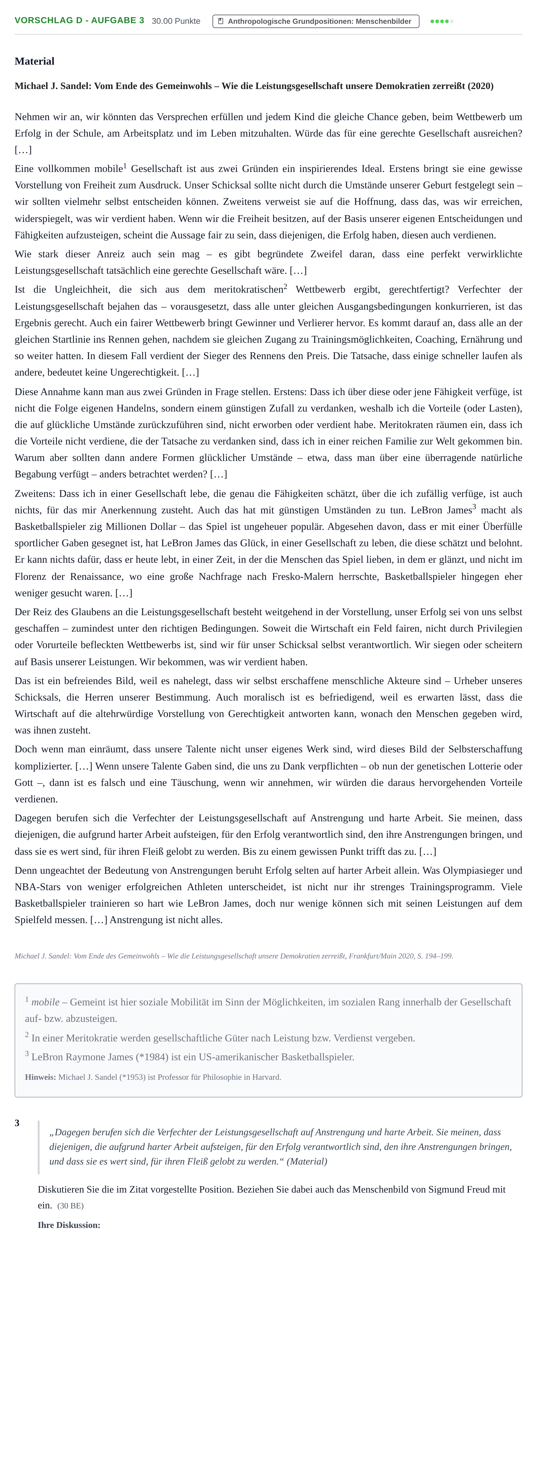 Aufgabenstellung: Aufgabe Vorschlag D - Aufgabe 3 · Abitur Hessen Ethik GK 2022