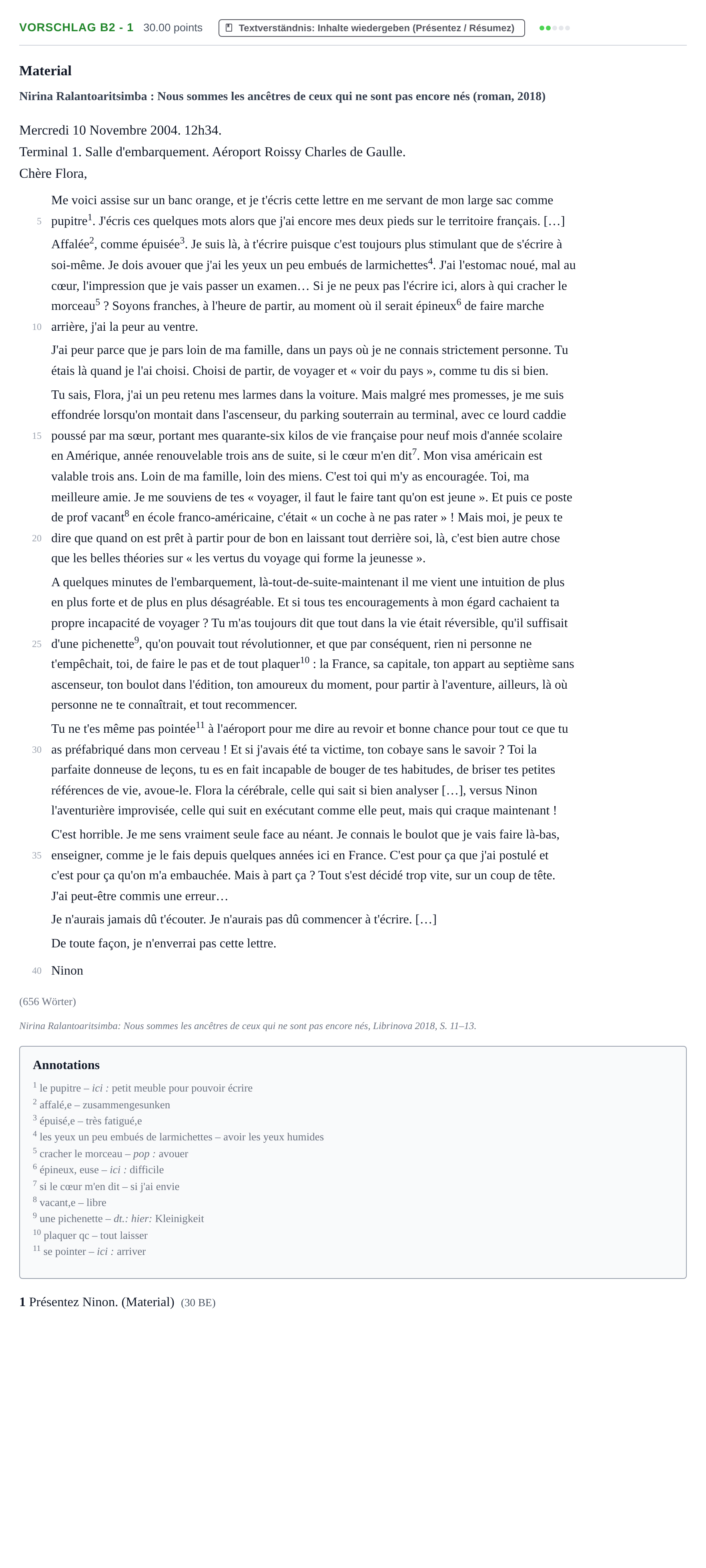 Aufgabenstellung: Aufgabe Vorschlag B2 - 1 · Abitur Hessen Französisch GK 2022