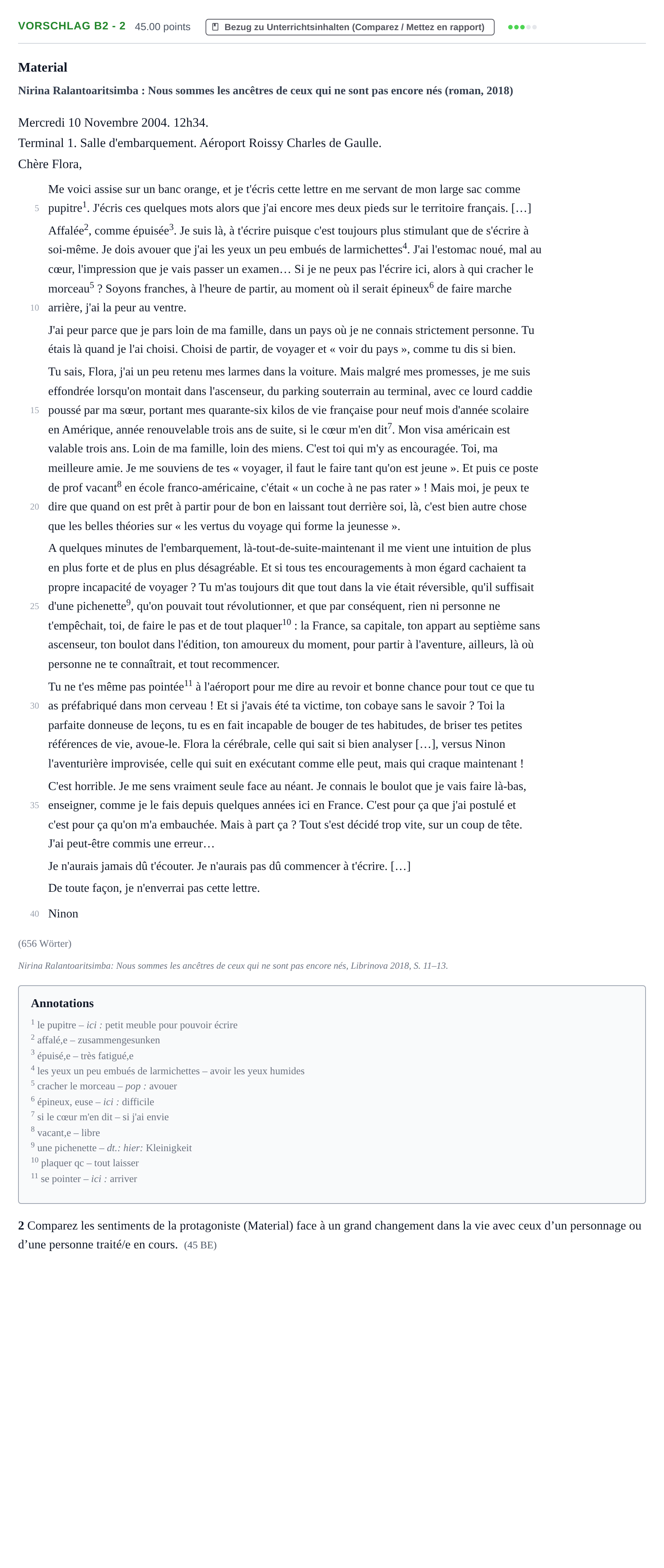 Aufgabenstellung: Aufgabe Vorschlag B2 - 2 · Abitur Hessen Französisch GK 2022