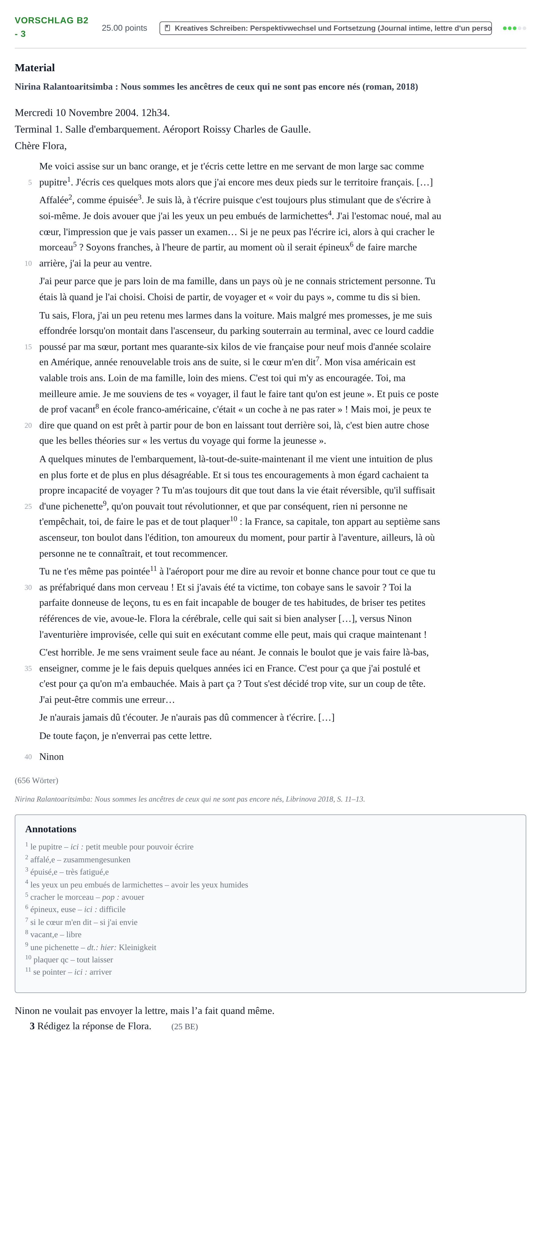 Aufgabenstellung: Aufgabe Vorschlag B2 - 3 · Abitur Hessen Französisch GK 2022