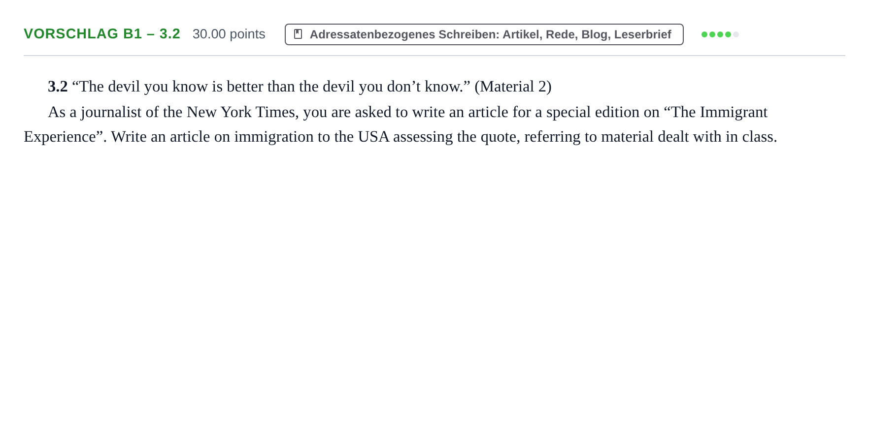 Aufgabenstellung: Aufgabe Vorschlag B1 – 3.2 · Abitur Hessen Englisch LK 2022