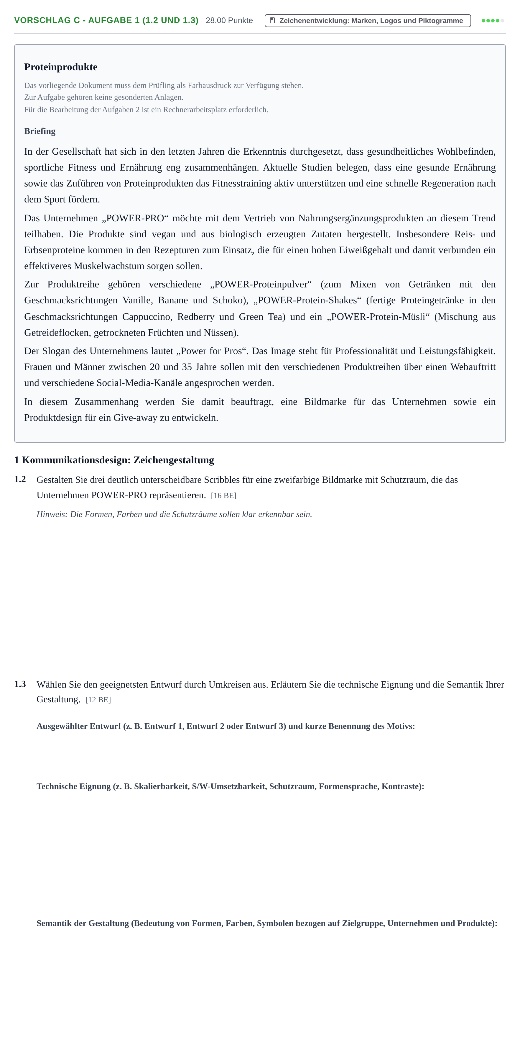 Aufgabenstellung: Aufgabe Vorschlag C - Aufgabe 1 (1.2 und 1.3) · Abitur Hessen Gestaltungs- und Medientechnik LK 2022