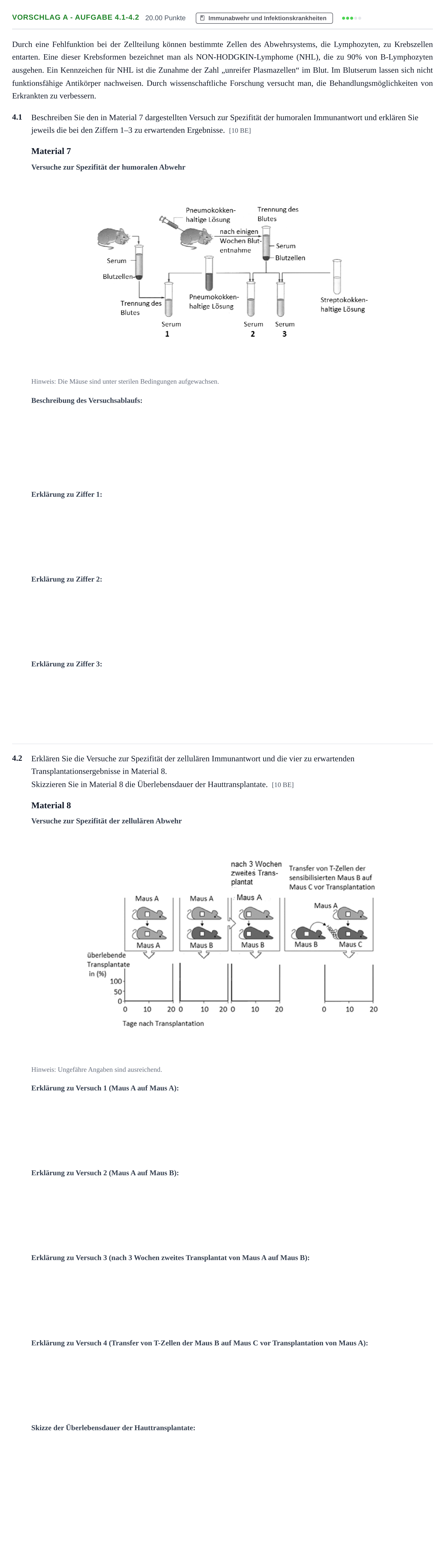 Aufgabenstellung: Aufgabe Vorschlag A - Aufgabe 4.1-4.2 · Abitur Hessen Gesundheitslehre LK 2022