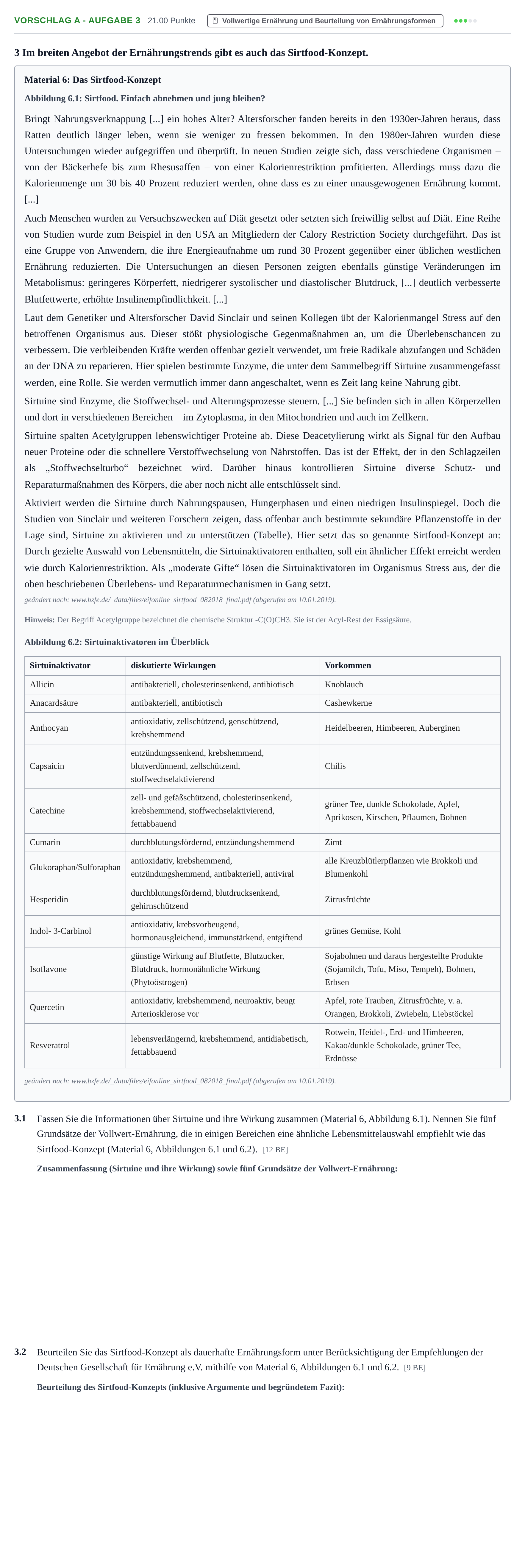 Aufgabenstellung: Aufgabe Vorschlag A - Aufgabe 3 · Abitur Hessen Ernährungslehre LK 2022