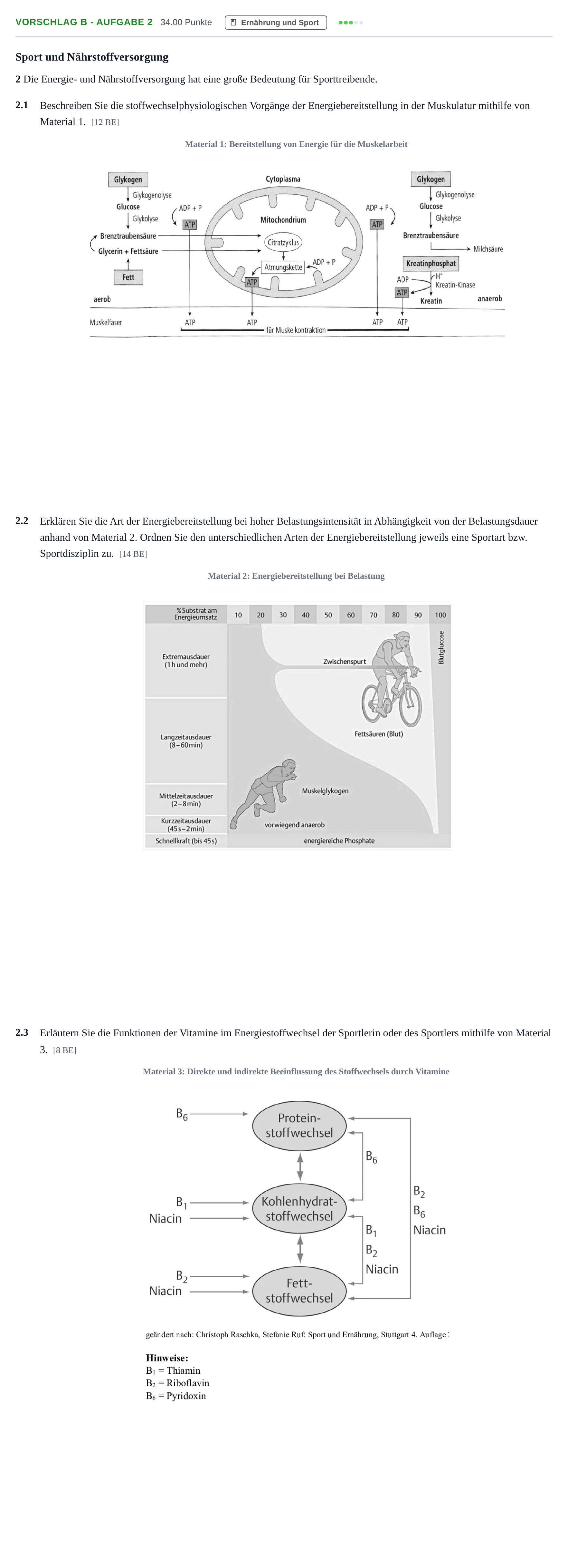 Aufgabenstellung: Aufgabe Vorschlag B - Aufgabe 2 · Abitur Hessen Ernährungslehre LK 2022