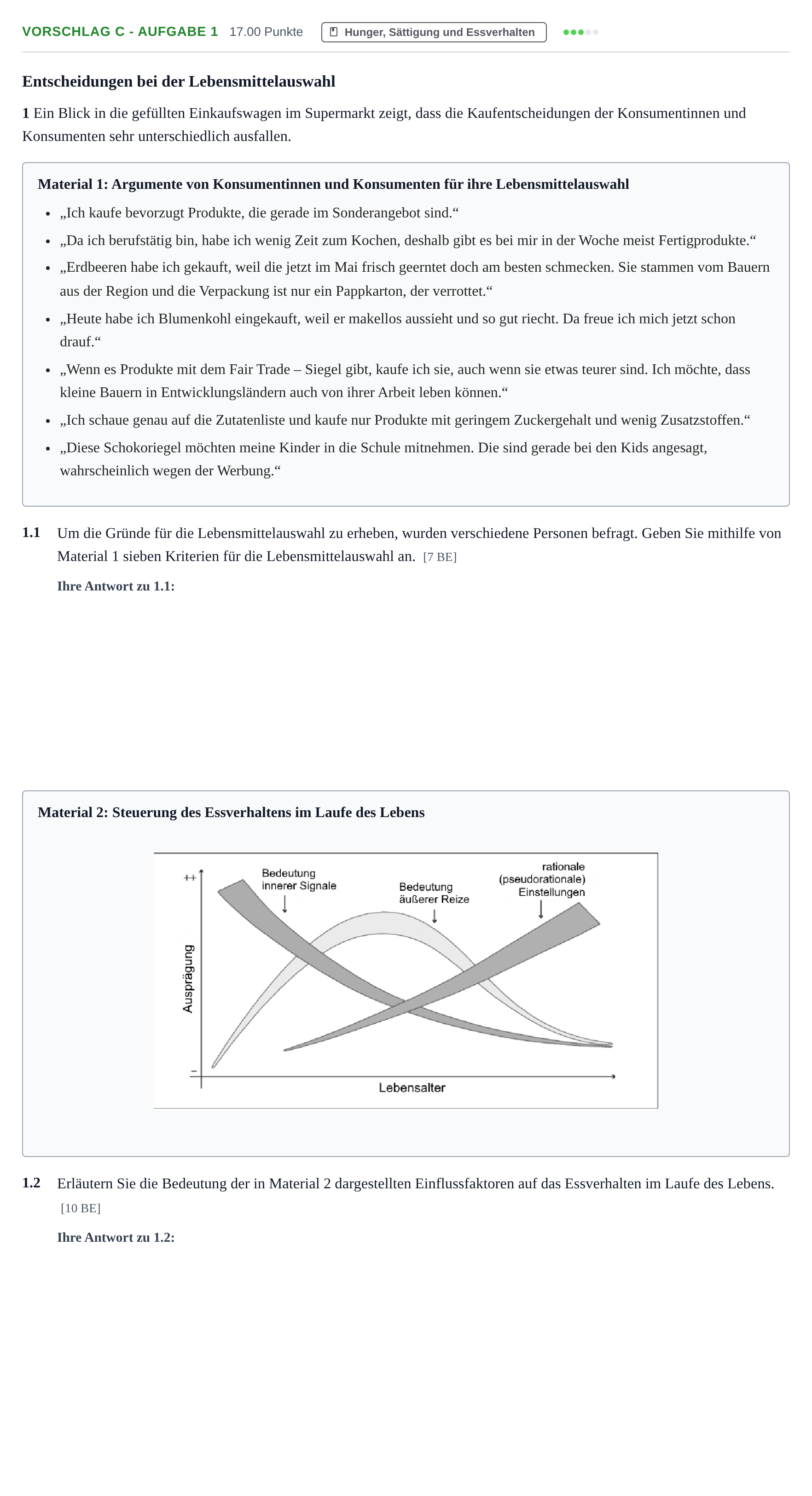 Aufgabenstellung: Aufgabe Vorschlag C - Aufgabe 1 · Abitur Hessen Ernährungslehre LK 2022