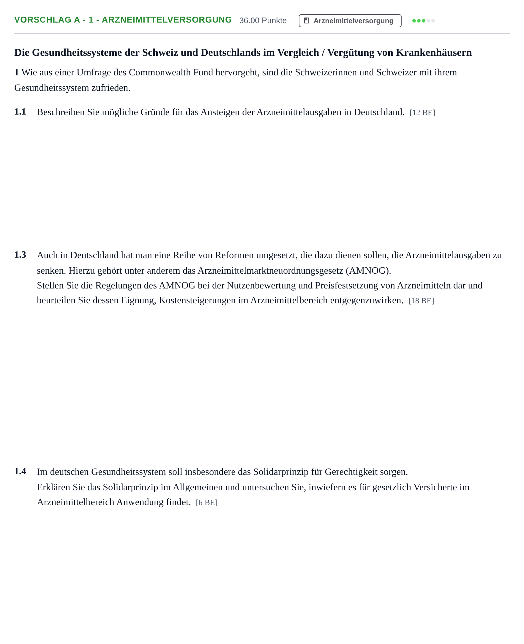 Aufgabenstellung: Aufgabe Vorschlag A - 1 - Arzneimittelversorgung · Abitur Hessen Gesundheitsökonomie GK 2022
